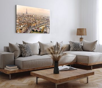 Sinus Art Leinwandbild 120x80cm Wandbild auf Leinwand Paris von Oben Eiffelturm Frankreich Fl, (1 St)