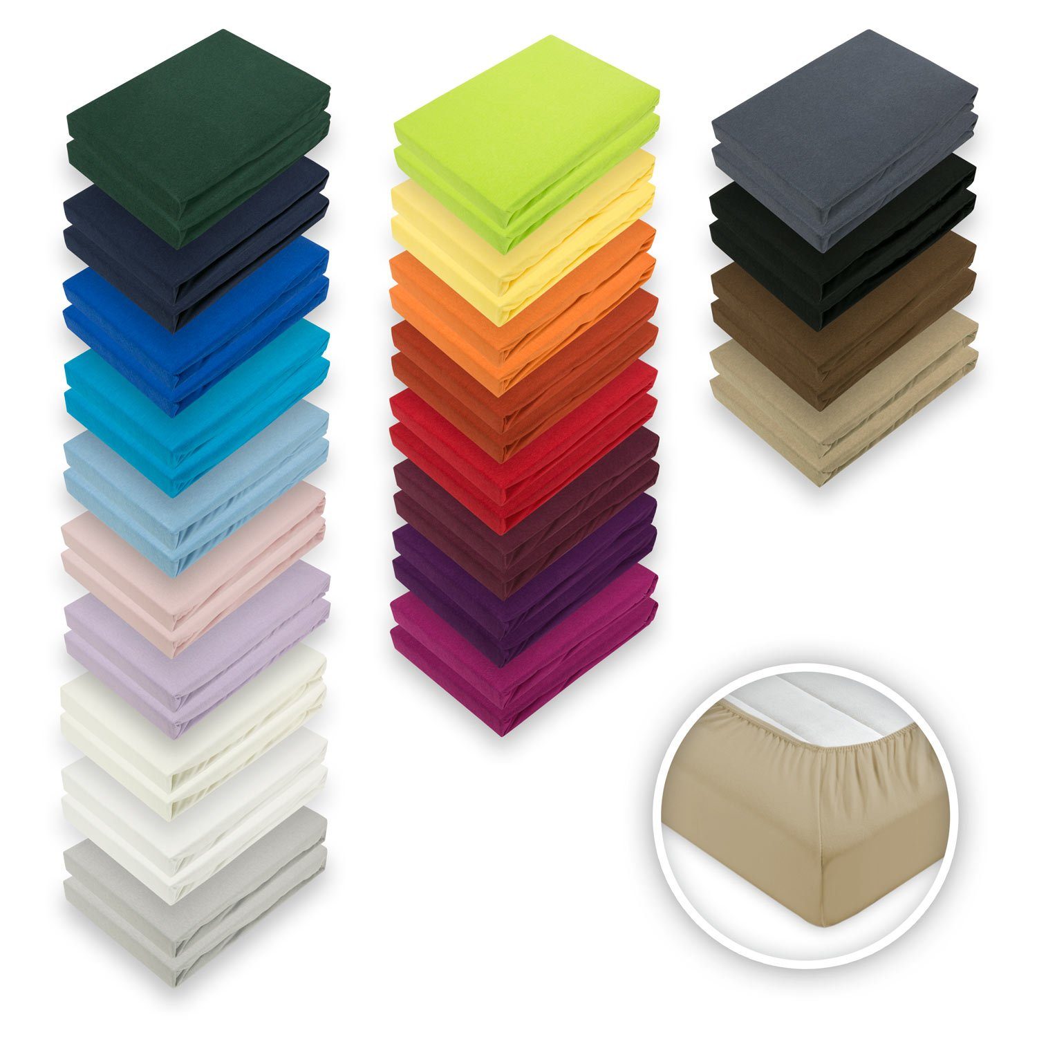 EXKLUSIV HEIMTEXTIL Spannbettlaken Doppelpack Jersey Spannbettlaken, Jersey, Gummizug: rundum