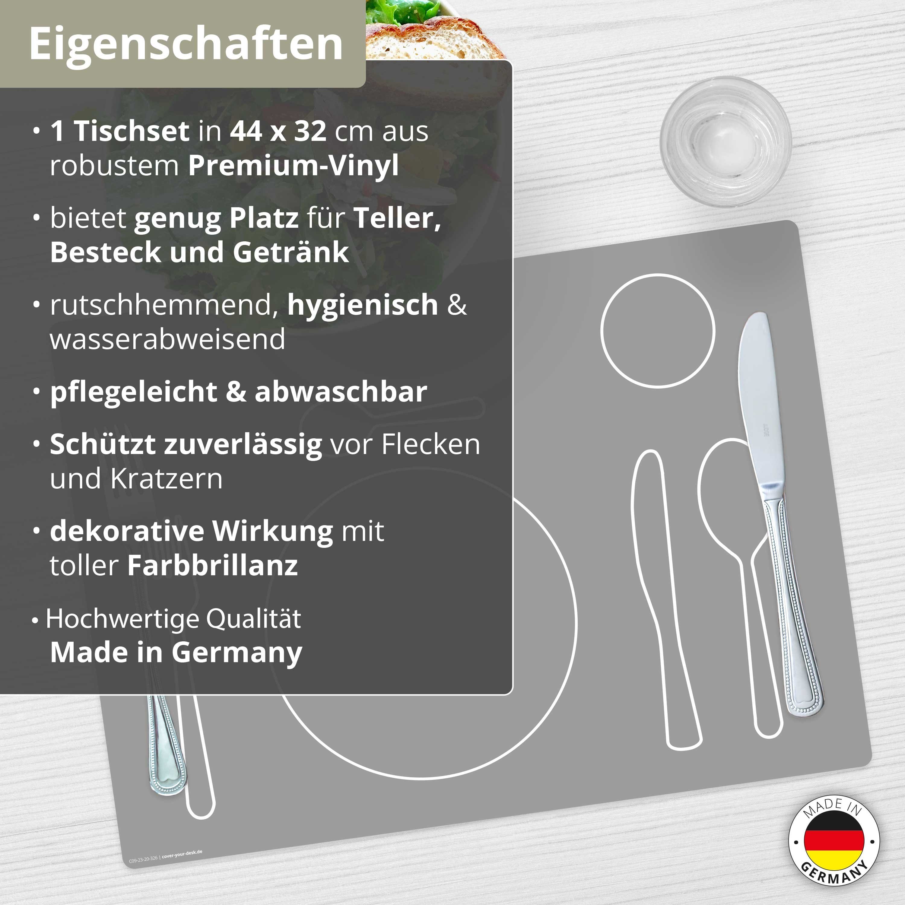 Tischsetmacher Platzset Tischset,  Platzset abwaschbar - für Kinder - Montessori, (aus erstklassigem Vinyl (Kunststoff - BPA-frei), 1-St., 44 x 32 cm - rutschfeste Tischdekoration), Made in Germany