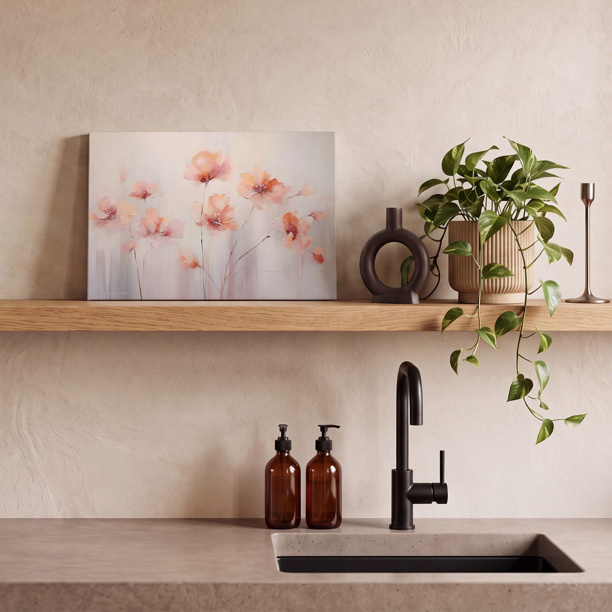 OneMillionCanvasses® Leinwandbild Mohn - Blumen - Kunst - Abstrakt - Aquarell, Fotodruck (1 St), Leinwand Bilder Klein, Wand Dekoration Aesthetic 30x20 cm – Bild 5 von 5