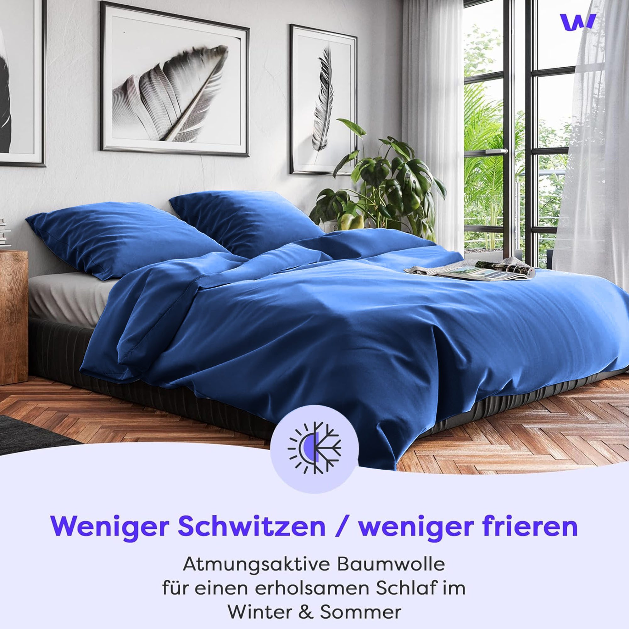 Wolkenfeld Bettwäsche Renforcé Bettwäsche Baumwolle - Natürlich weiches Schlafgefühl, Renforcé, 2 teilig, 135x200 cm, 155x220 & Übergrößen I inkl. Kissenbezüge  – Bild 4 von 5