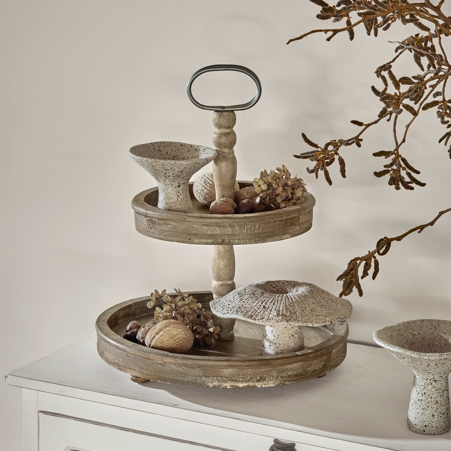 Mirabeau Etagere Etagere Amboise braun, Tannenholz (cunninghamia lanceolata), Griff: Eisen
