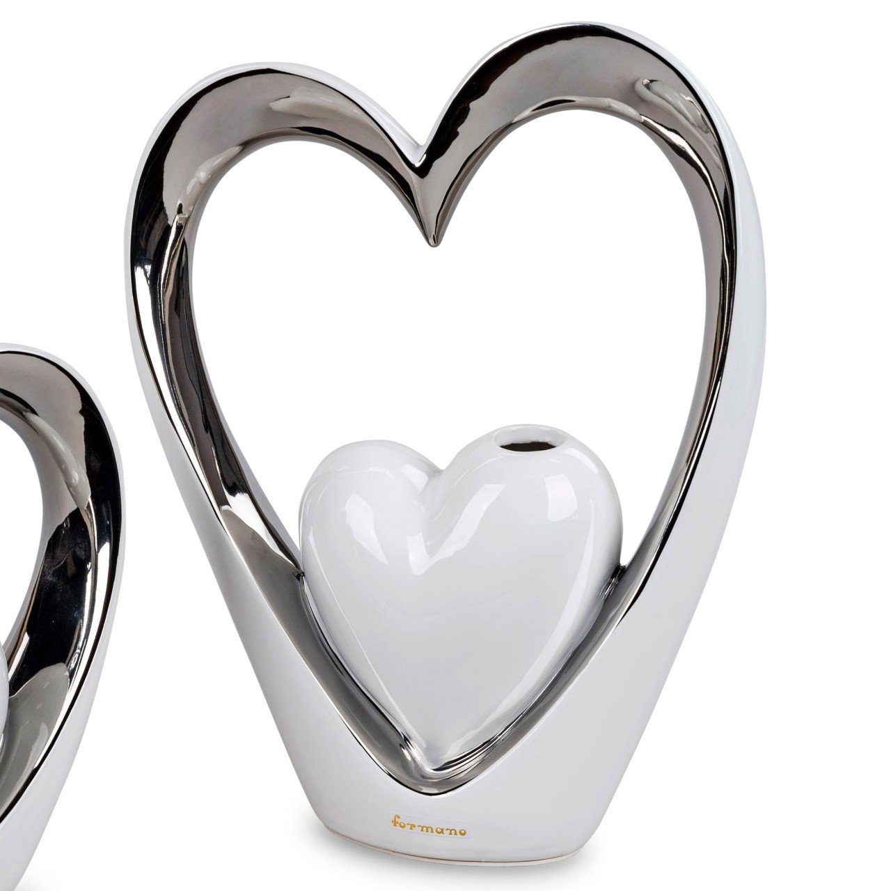 Keramik B:23cm H:31cm Dekovase Hearts, Weiß formano