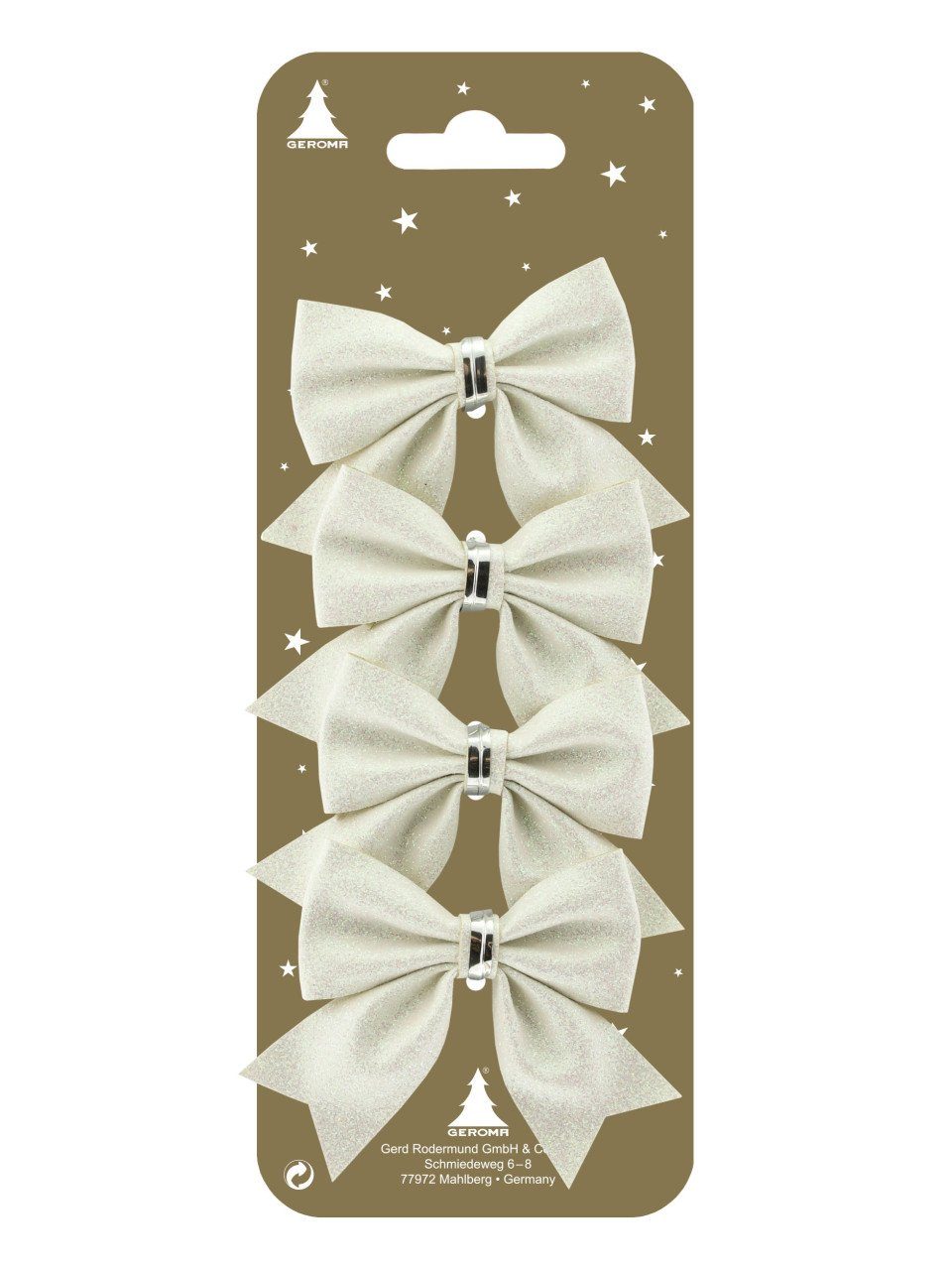 Rodermund Geschenkpapier Schleifen weiß 7 x 4,5 cm, 4 Stück