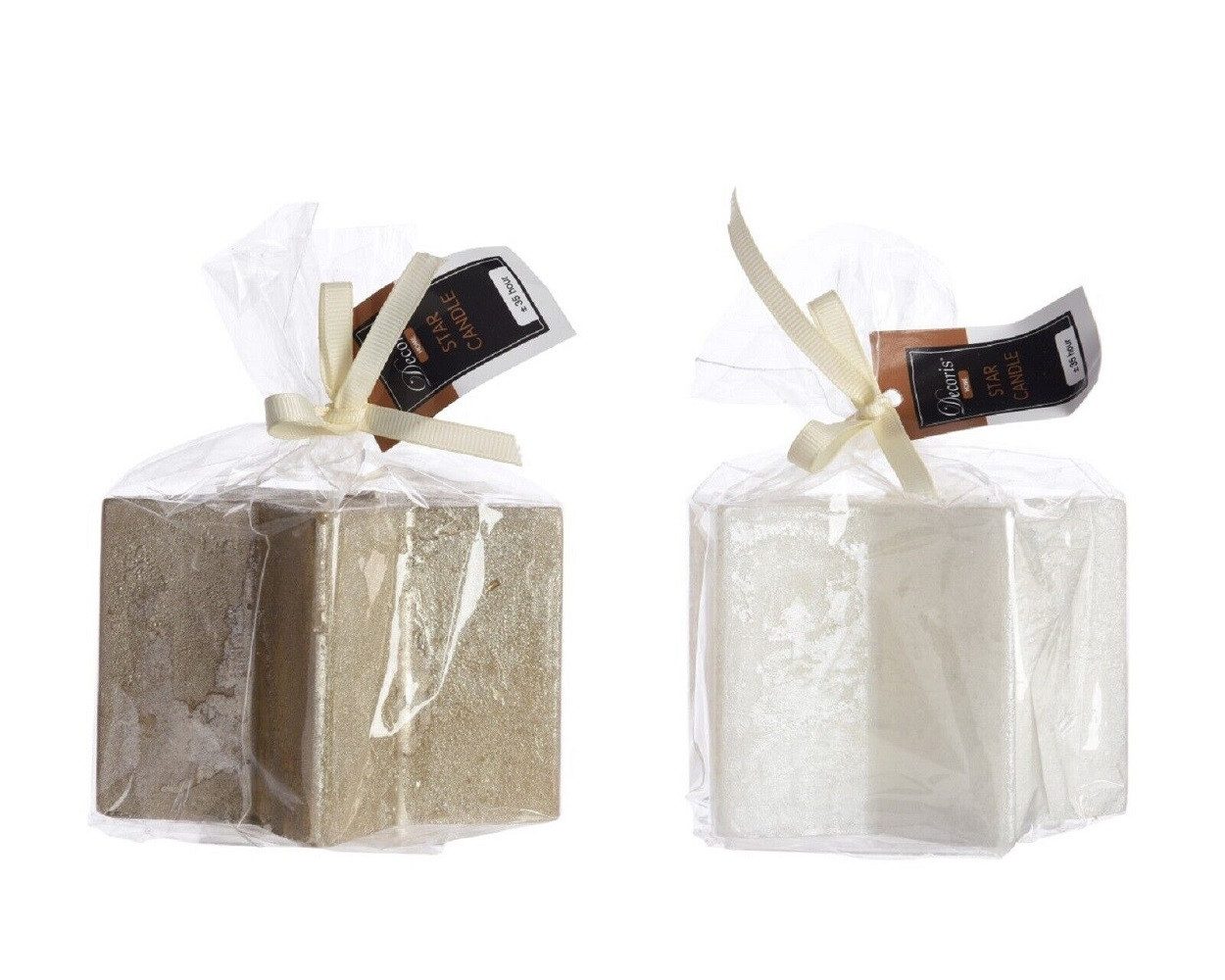 Kaemingk Tafelkerze Wachskerze Stern beige /weiß 14 x 8,5 cm Stückpreis
