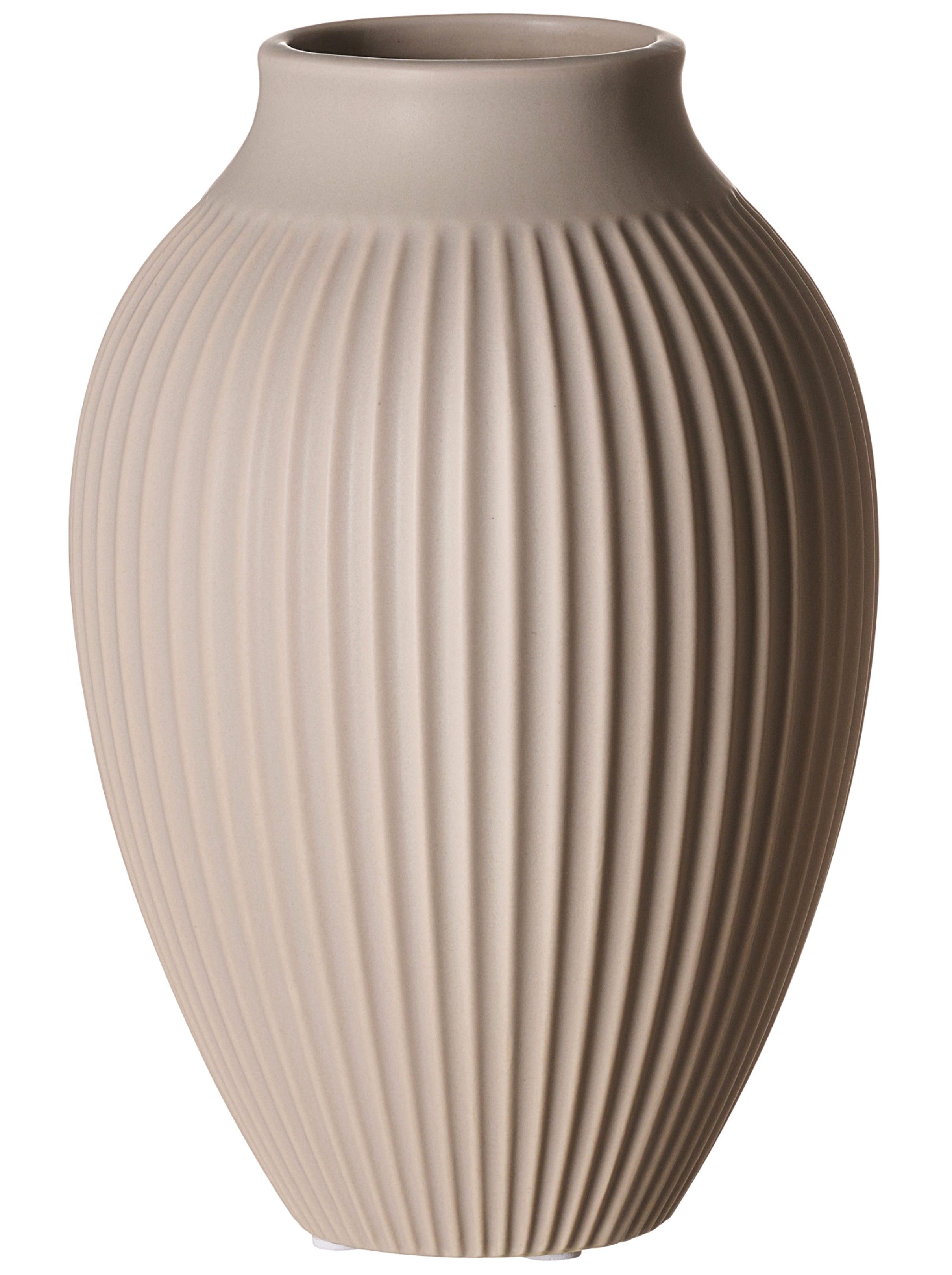Ritzenhoff & Breker Tischvase Vase Alsta, 13/13/19 cm, Weiß, Grau oder Beige, bauchige Vase (1 St), mit feiner Rillenstruktur