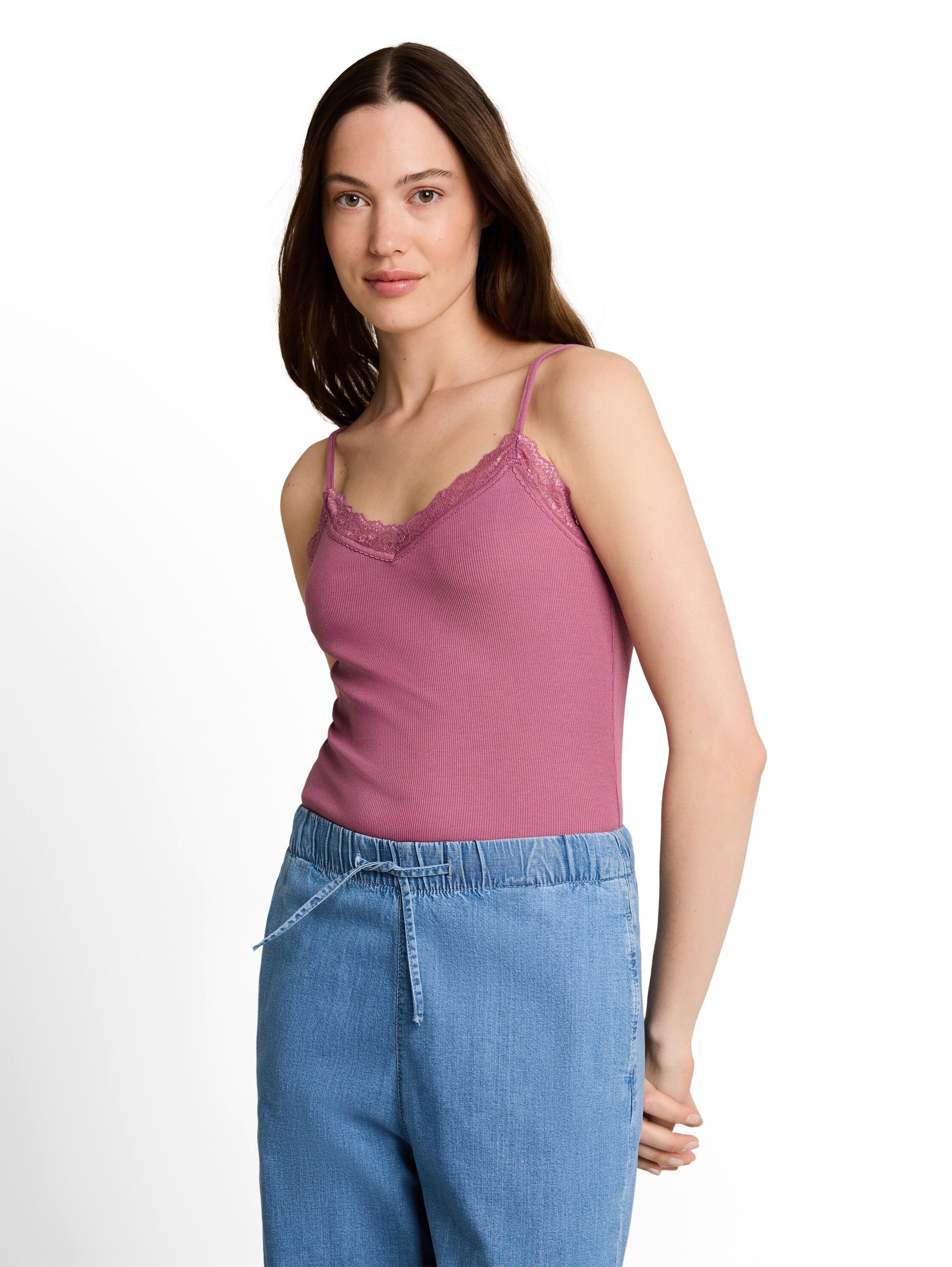 TOM TAILOR Denim Spaghettitop Sommertop mit Spitze
