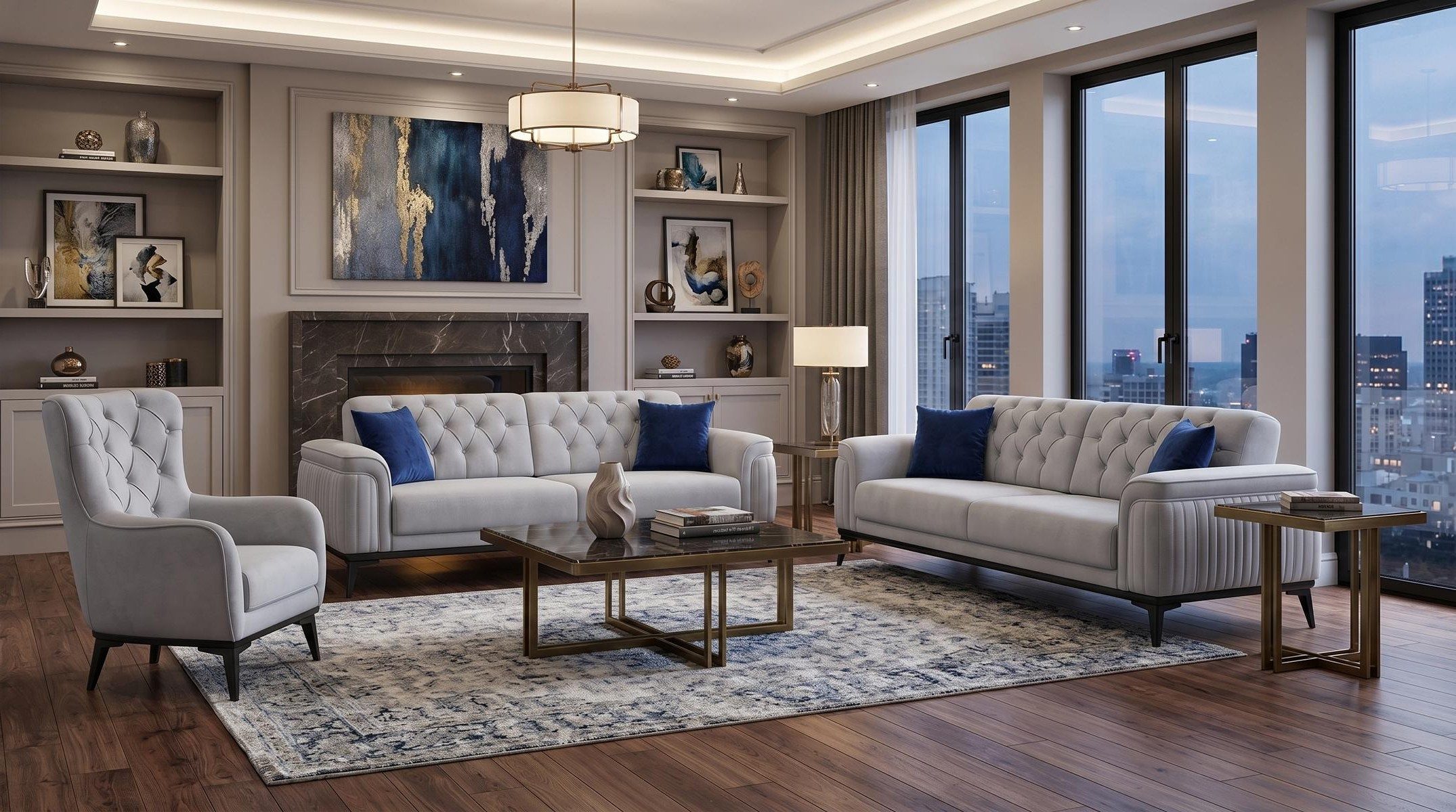 Xlmoebel Polstergarnitur Graues Sofa-Set Sofas Stoffsofas Design-Sofas Wohnzimmer, (3-tlg., 3-2-1)