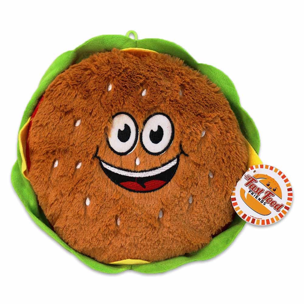 BEMIRO Tierkuscheltier Burger Plüsch mit Smiley Gesicht - ca. 28 cm