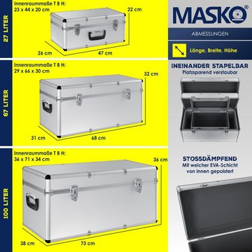 MASKO Stapelbox, 3er SET Alu Boxen Alubox Alukiste Transportbox Werkzeugkiste