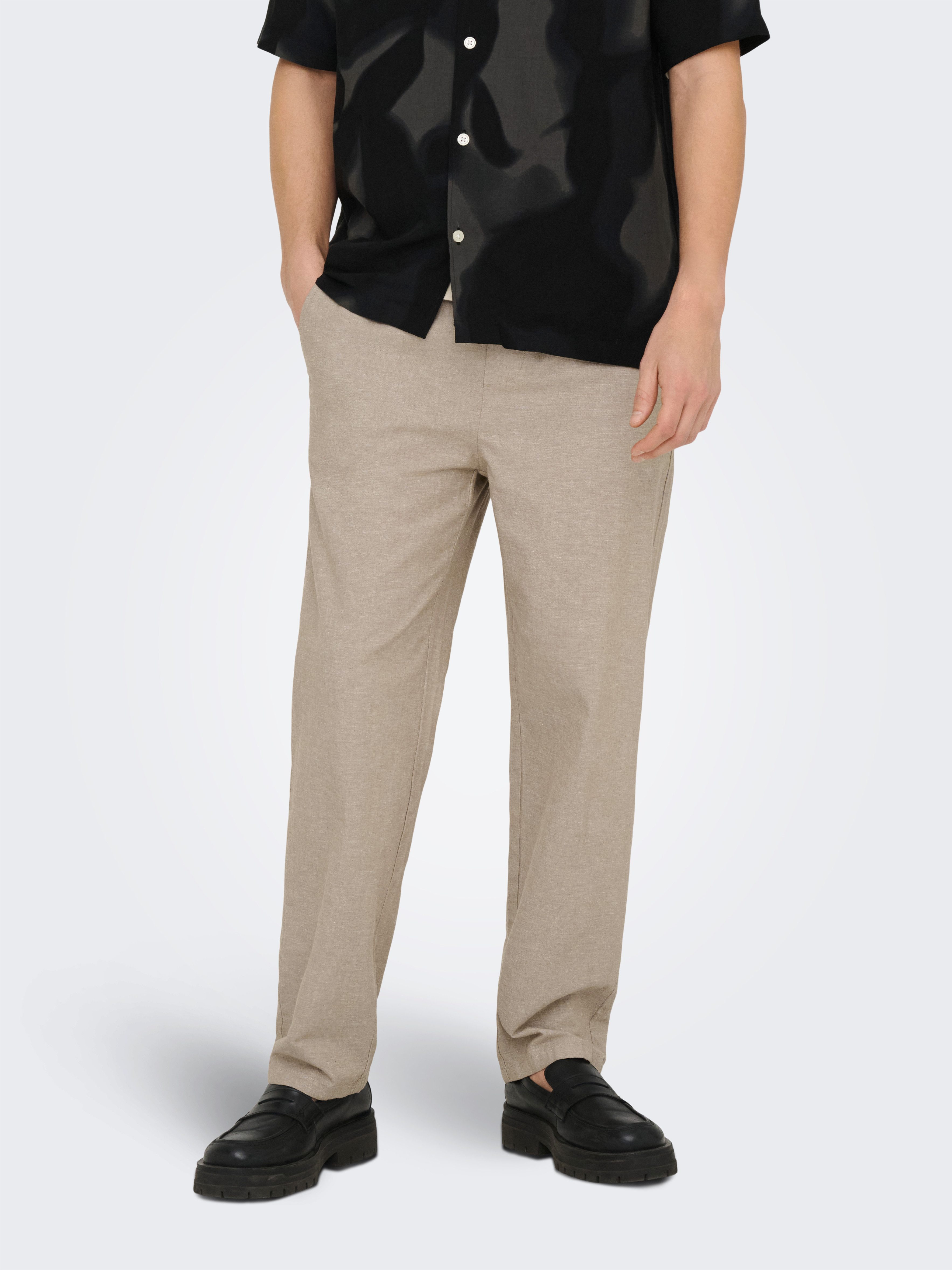 ONLY & SONS Schlupfhose ONSSINUS LOOSE 0007 COT LIN PANT NOOS Baumwolle mit Leinen, locker geschnitten