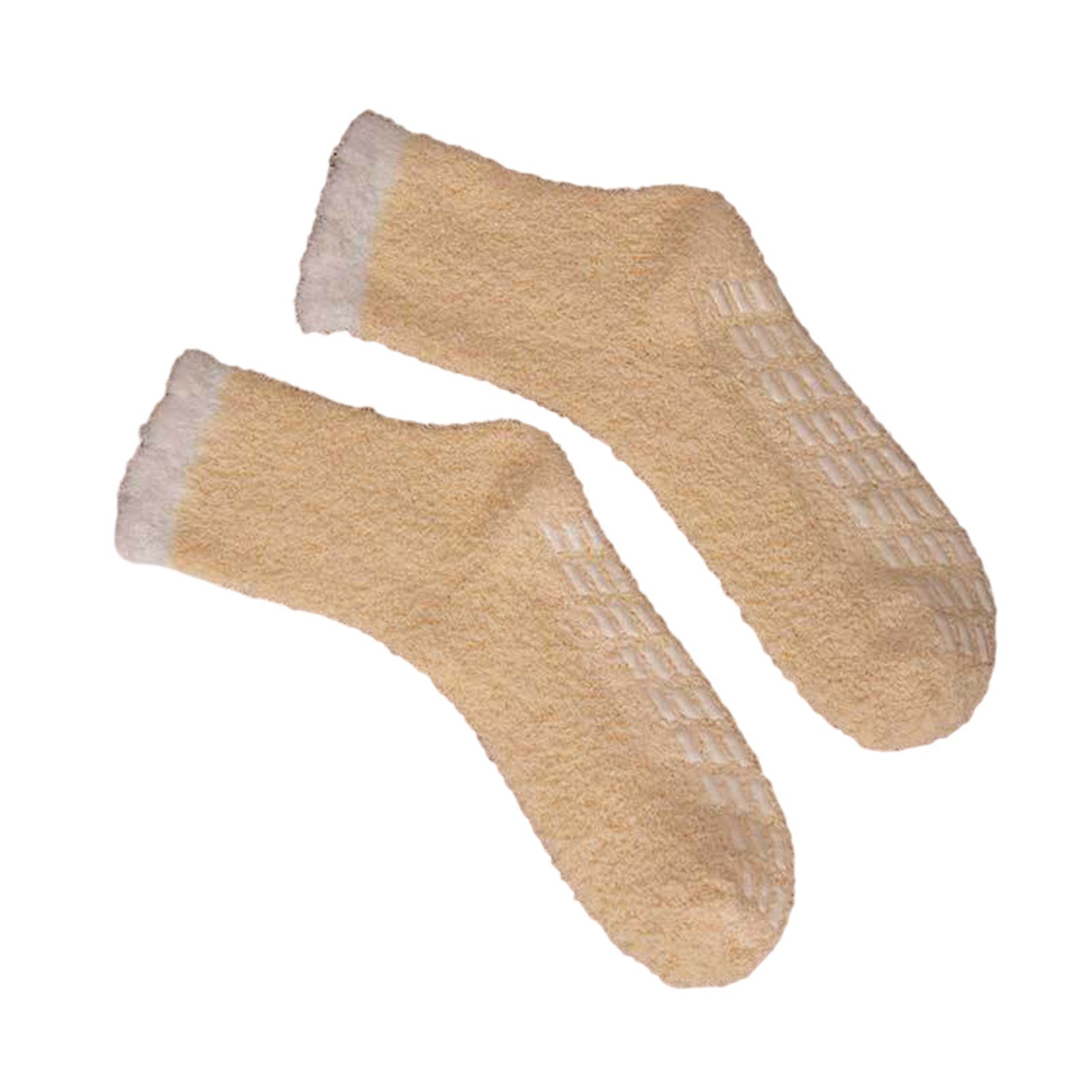 1 Sport Herbst Paar Korallenvlies und Winter Heimsocken Luokou (Super warme Plüschsocken rutschfest Flach Socken draussen verteilte Twist weich Bodensocken Socke) Fusselfreie Socken nicht komfortabel Winter Verblasst hellgelb Slipper-Socken, waschbar Rutaqian