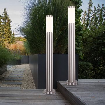 etc-shop Pollerleuchte, Leuchtmittel nicht inklusive, Außenstehlampe Gartenleuchte aus Edelstahl Garten