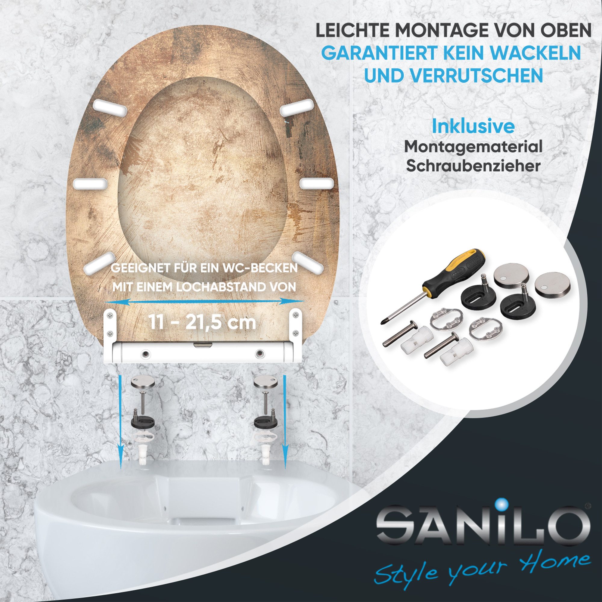 Sanilo WC-Sitz mit Absenkautomatik & Top Fix in vielen Designs, hochwertig, abnehmbar, leichte Montage von oben, mit Schraubenzieher – Bild 5 von 5