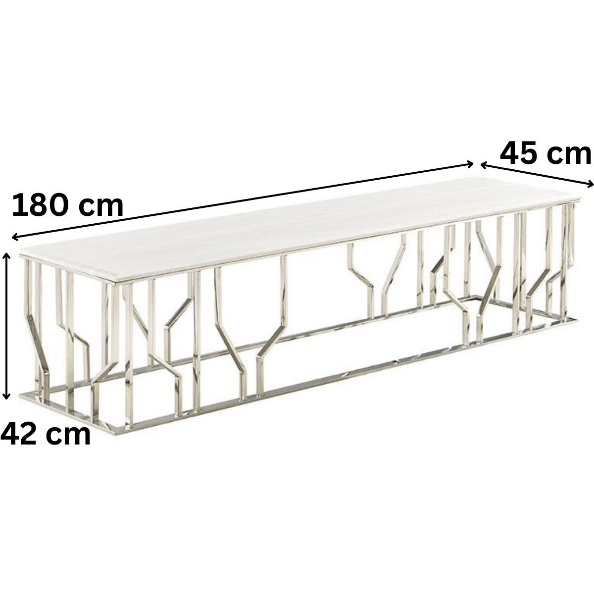 alesvelt TV-Bank Sideboard Taranto Tischplatte aus Marmoroptik Gold / Silber 180 cm