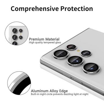 Wigento Handyhülle Für Samsung Galaxy S24 Ultra Aluminium Schutz Ring Kamera H9 Hart Glas