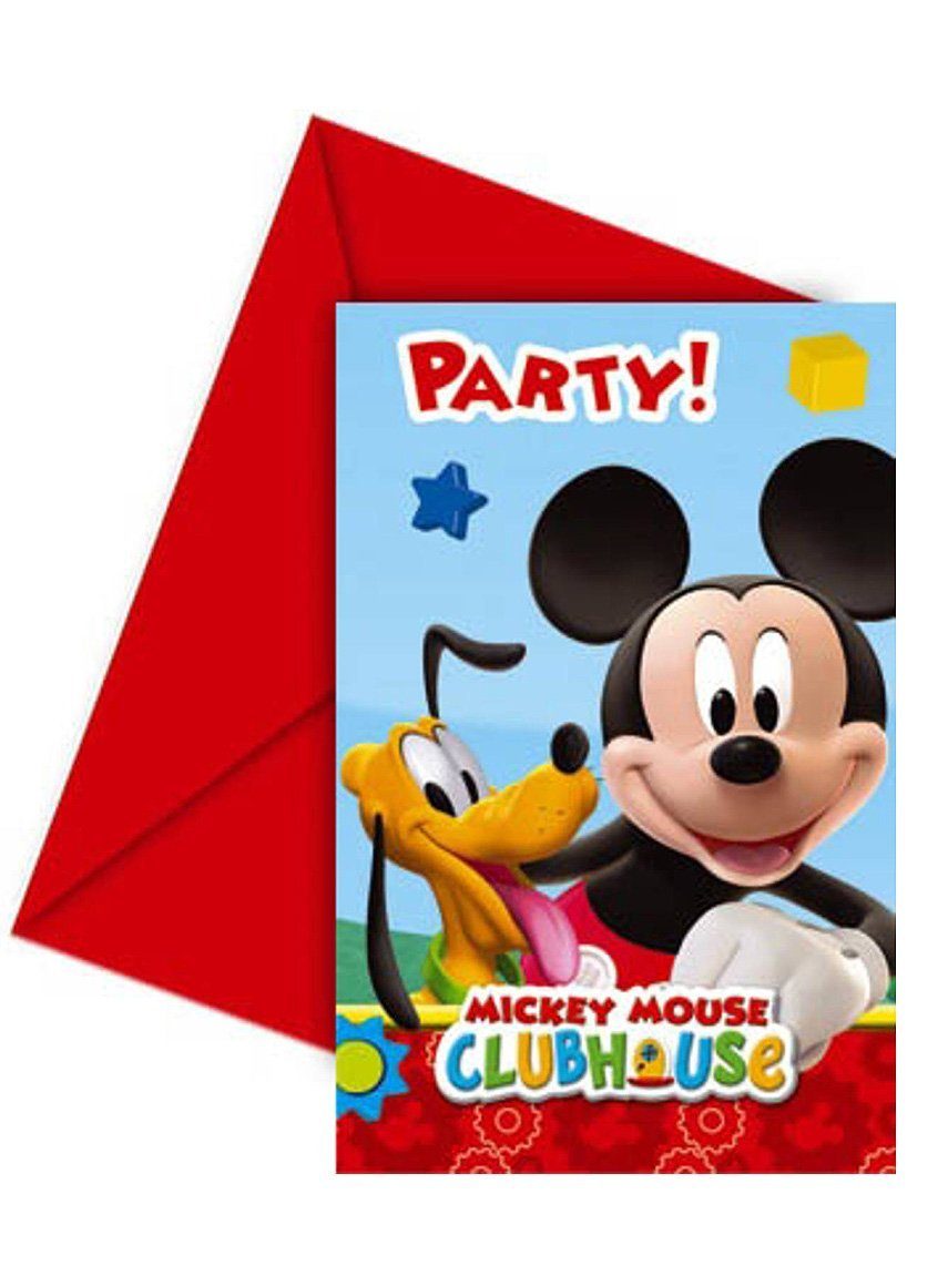 Geburtstag! Maus 6 Einladungskarten, für Deine Partydeko Micky Maus-Mottoparty Einladungskarten zum Micky Folat