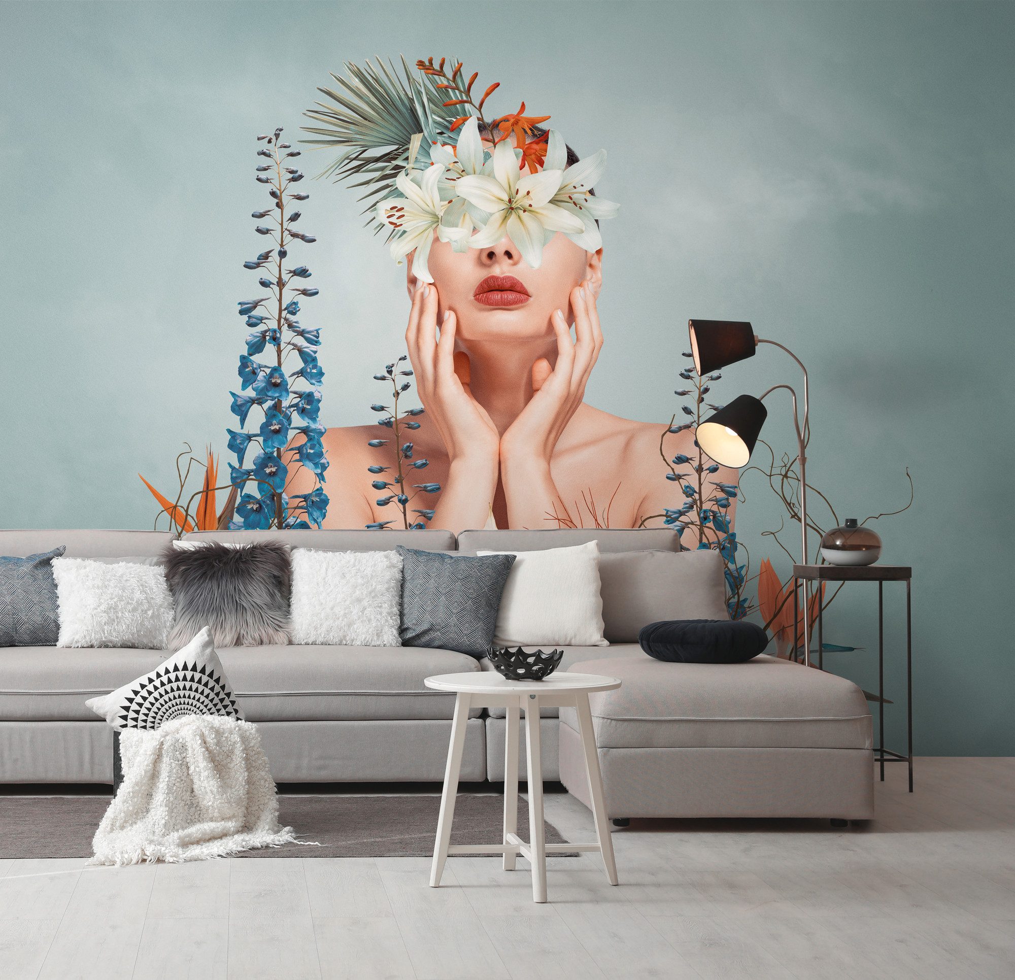 living walls Fototapete THE WALL III Tapete mit Frau Motivtapete Floral Kun günstig online kaufen