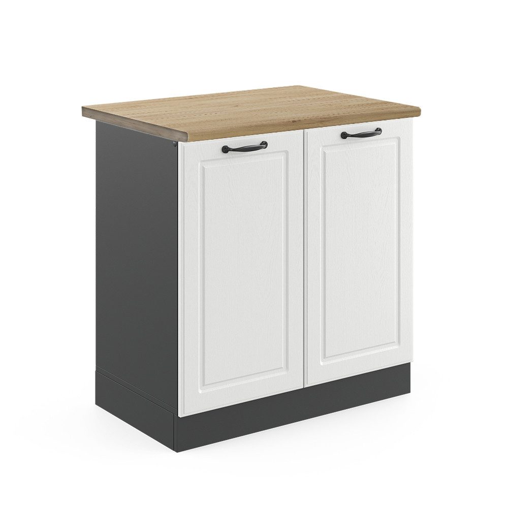 Vicco Spülenunterschrank R-Line Weiß Landhaus/Anthrazit 80 cm AP Eiche günstig online kaufen