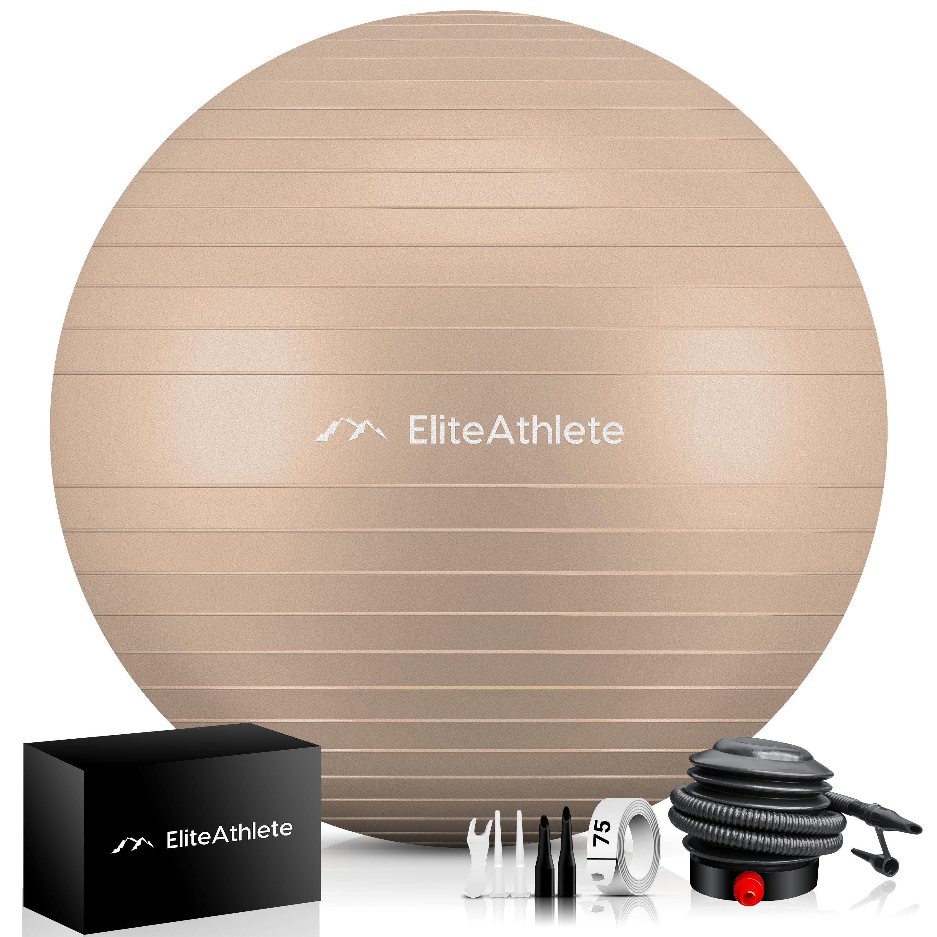 EliteAthlete Gymnastikball Gymnastikball Sitzball Büro ergonomisch - Fitness Yoga Schwangerschaft Cappuccino