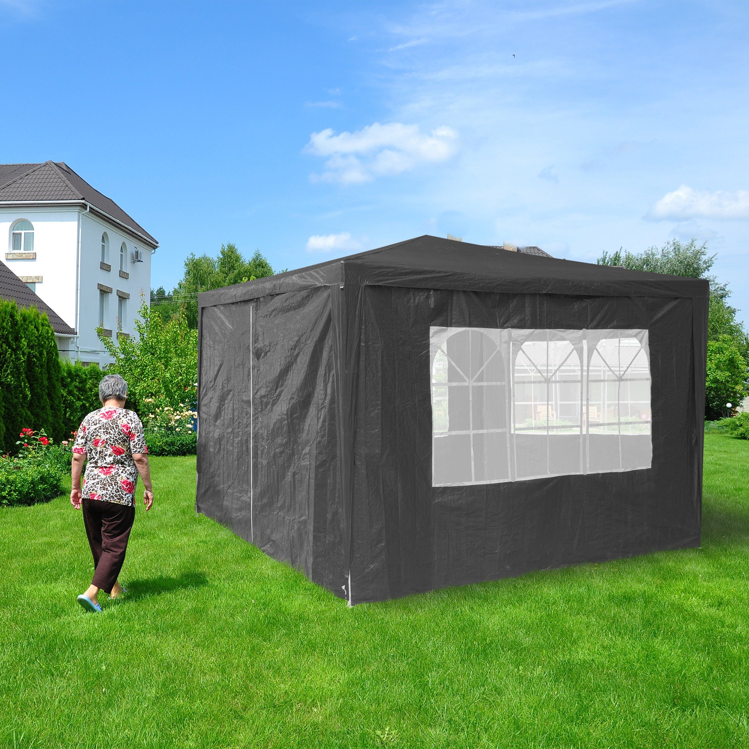 relaxdays Pavillonseitenteil Pavillon Seitenwand 4er-Set - Grau, 300x200 cm