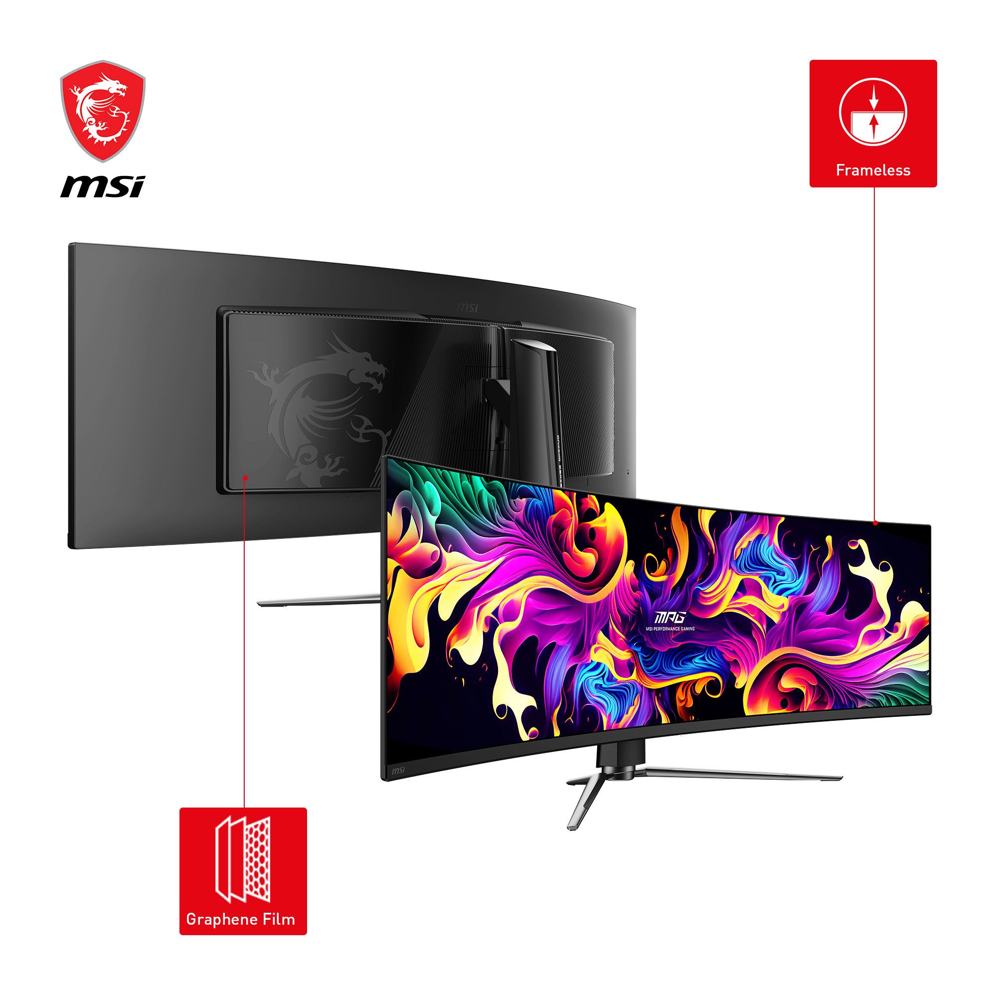 MSI MPG 491CQPDE QD-OLED TFT-Monitor (5120 x 1440 px, DQHD, 0,03 ms Reaktionszeit, 144 Hz, Curved, HDR, Kopfhörerbuchse, Höhenverstellbar)