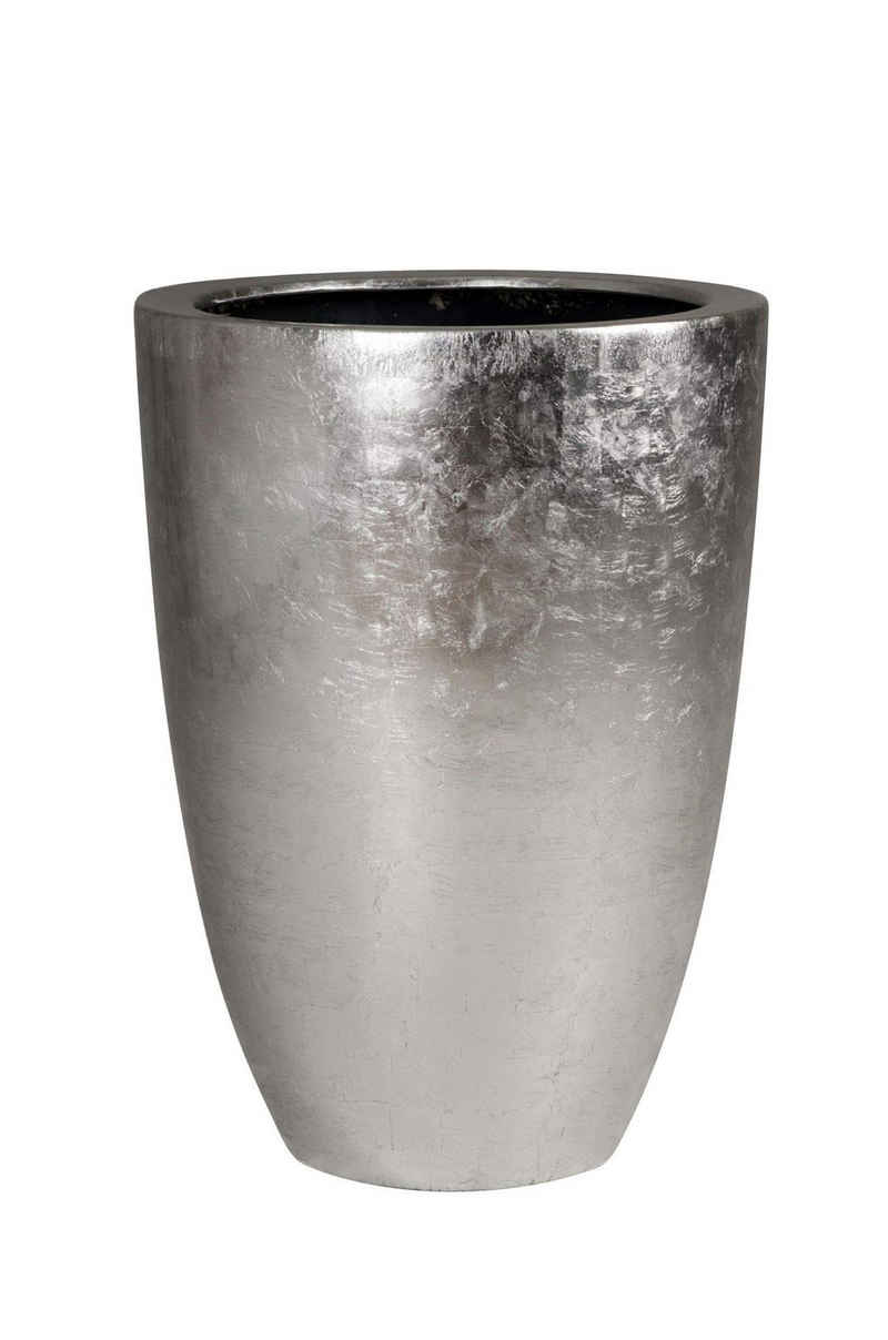 VIVANNO Pflanzkübel Exklusiver Pflanzkübel Fiberglas "Opala", Silber Hochglanz - 52x72 cm