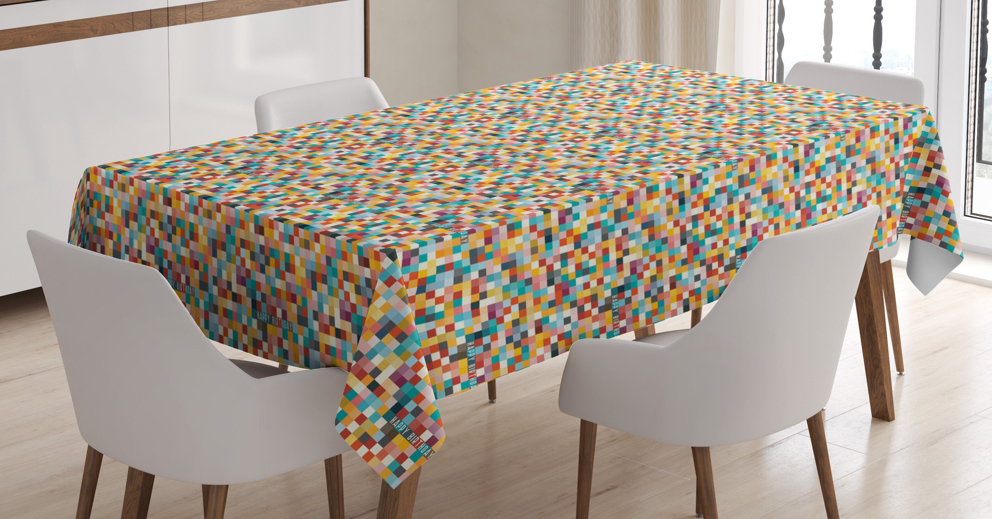 Tischdecke Abstrakte Waschbar Kunst Farben, Bereich Farbfest den Geburtstag Abakuhaus Klare Checkered Außen geeignet Für