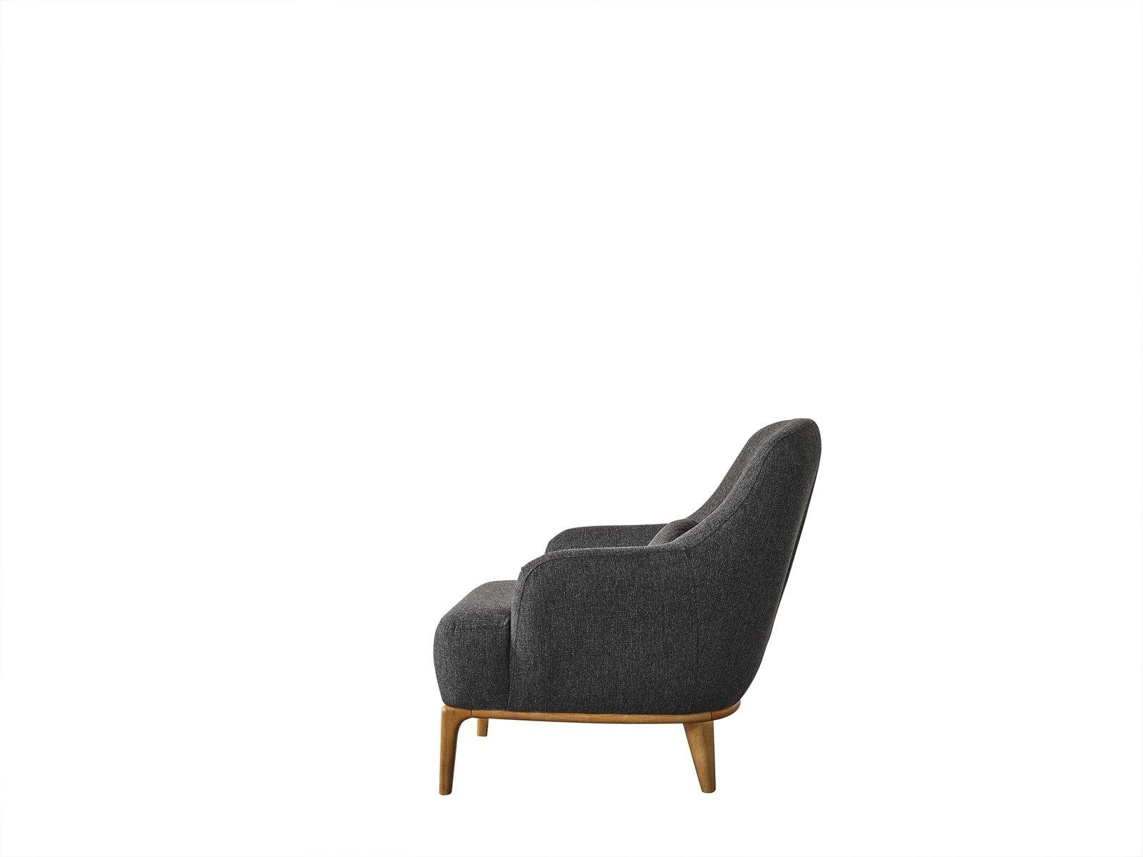 JVmoebel Sessel Sessel Textil Lounge Holz Modernes Luxus grau Design Polster