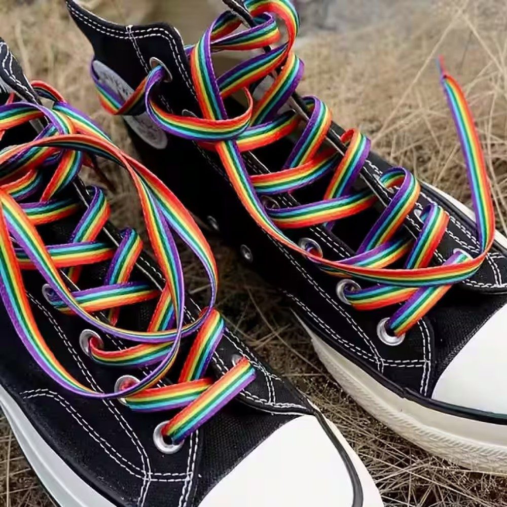 Ware aus aller Welt Schnürsenkel 2 Paar Regenbogen Schnürsenkel 120cm Lgbtq CSD Accessoires Pride