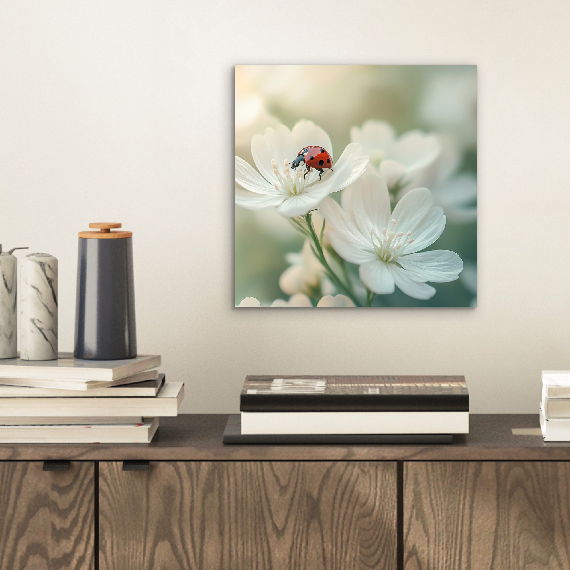 MuchoWow Metallbild Marienkäfer - Blumen - günstig online kaufen