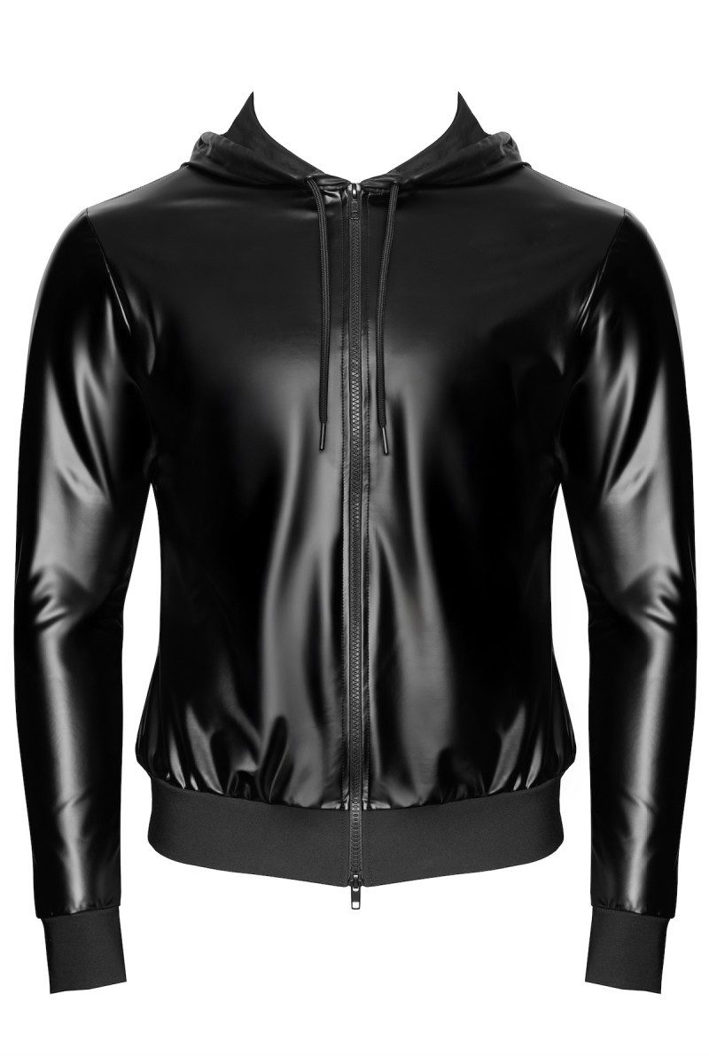 Noir Handmade Men Lederimitatjacke Herren-Jacke in schwarz - S
