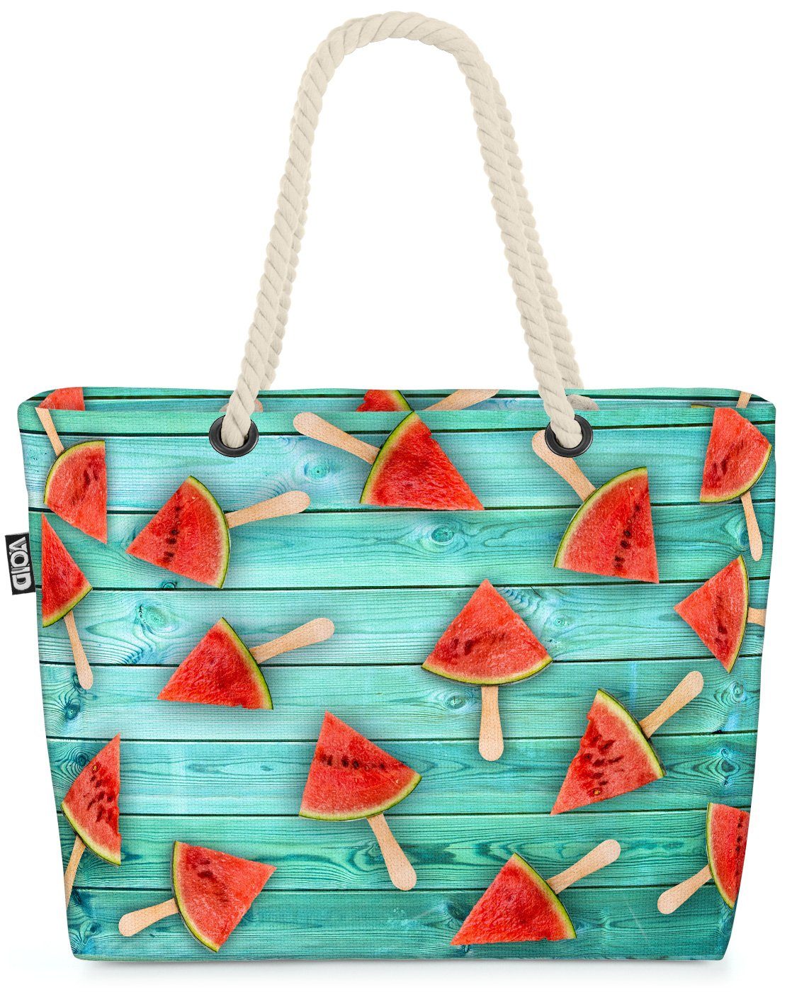 VOID Strandtasche (1-tlg), Wassermelone am Stiel Beach Bag Melone Eis Obst Sommer Gemüse Salat Garten Esse