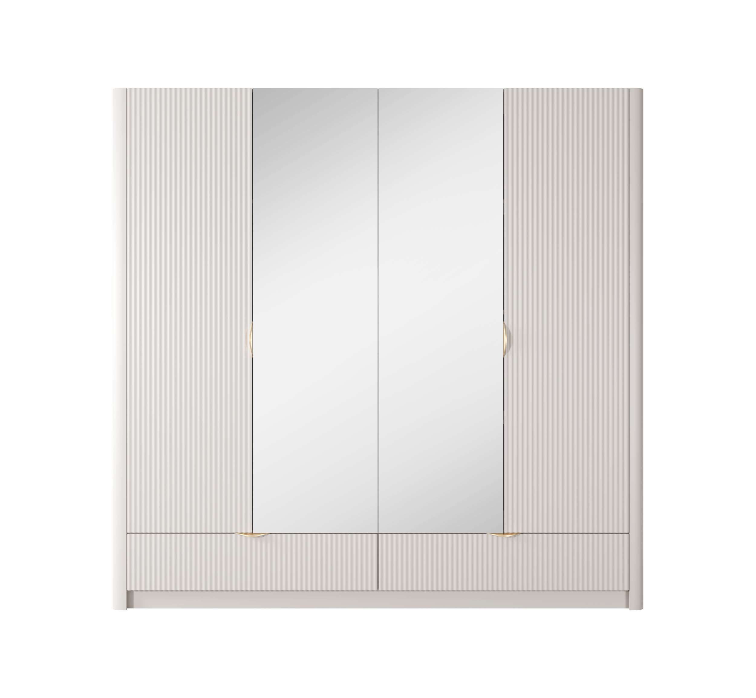 99rooms Schlafzimmer-Set Talan, (Set (5-St), Komplett Schlafzimmer), Modern Design, mit viel Stauraum, goldene Metallgriffe und Metallfüße