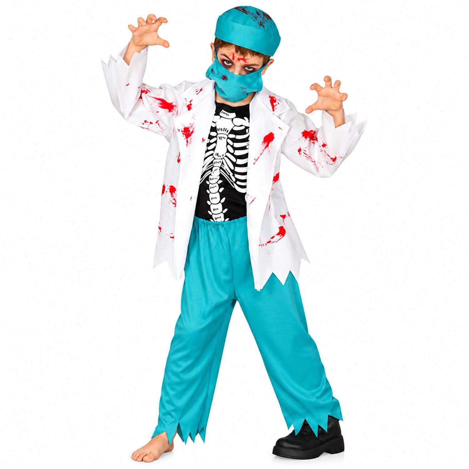 Fiestas Guirca Zombie-Kostüm 'Skelett Zombie Chirurg' Kostüm für Kinder, 5-tlg