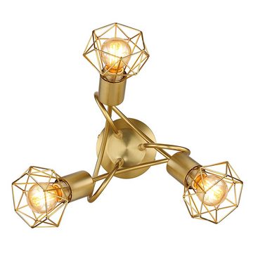 Globo Deckenspot, Leuchtmittel nicht inklusive, Deckenleuchte Spotlampe Wohnzimmerleuchte 3 Flammig E14 gold Gitter
