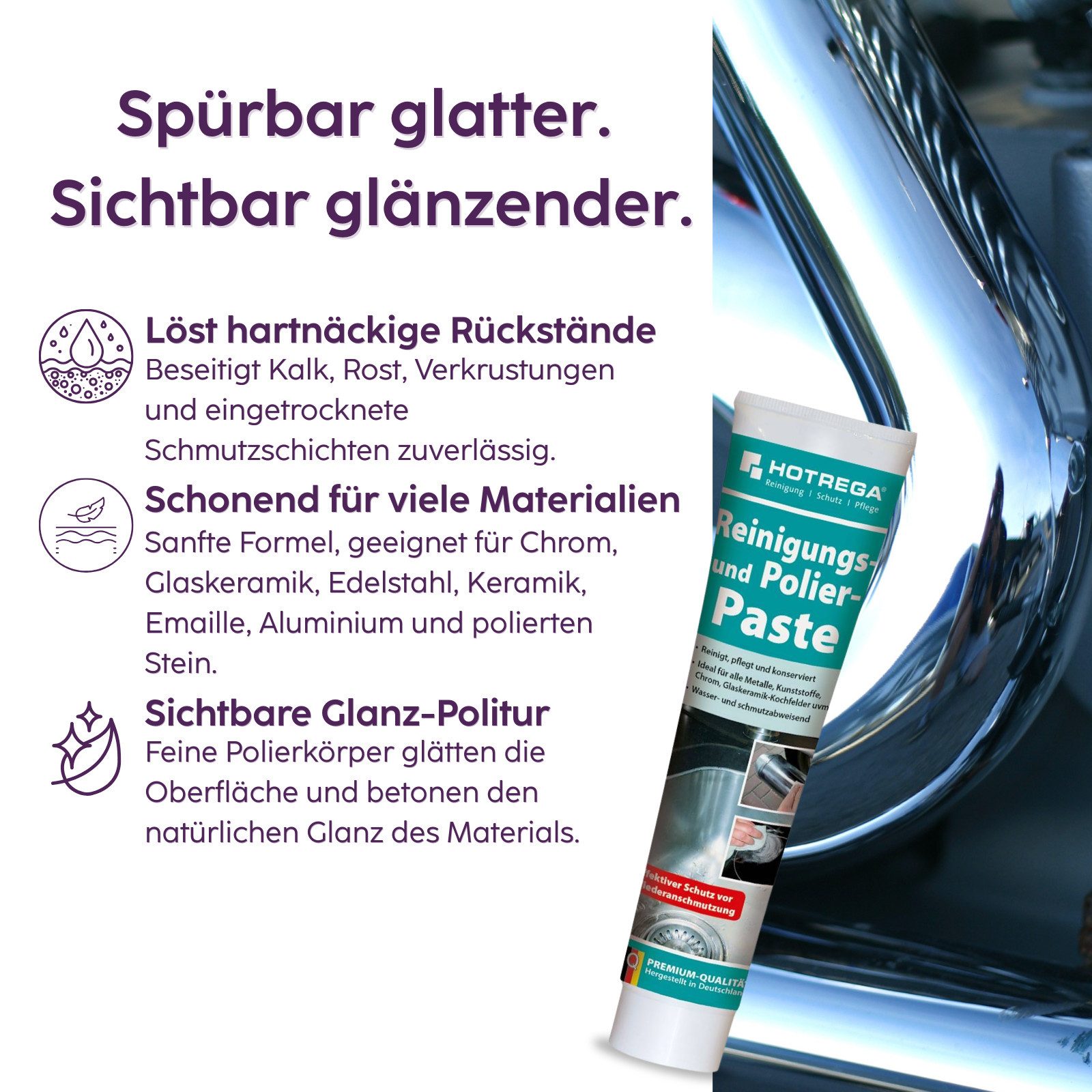 HOTREGA® Reinigungs und Polierpaste Glaskeramik Kochfeld Herdplatte 125ml Tube Küchenreiniger