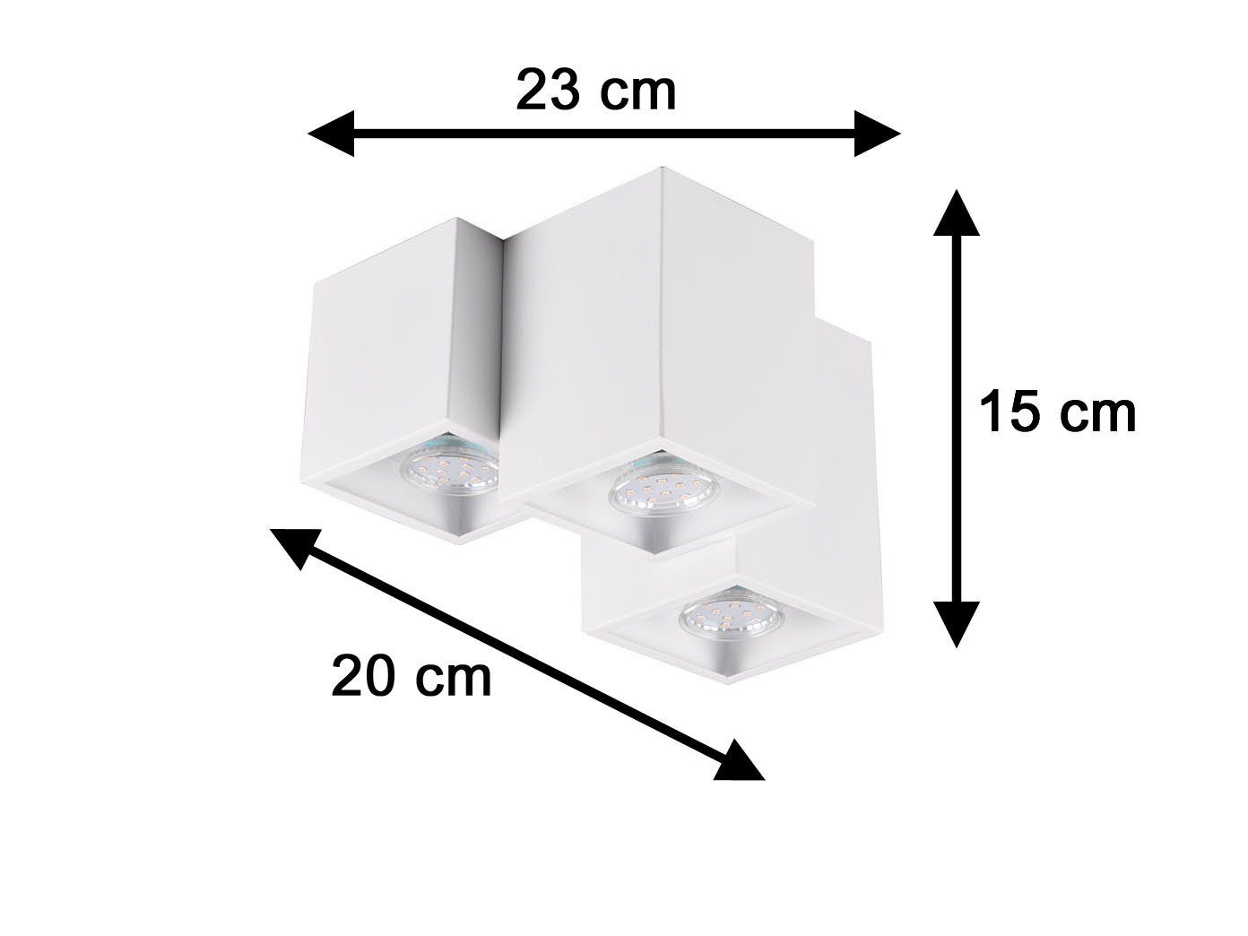 Lichtspot-s LED Aufbauspot-s Breite minimalistisch dreiflammig Deckenstrahler, Weiß, Warmweiß, 23cm meineWunschleuchte wechselbar, LED