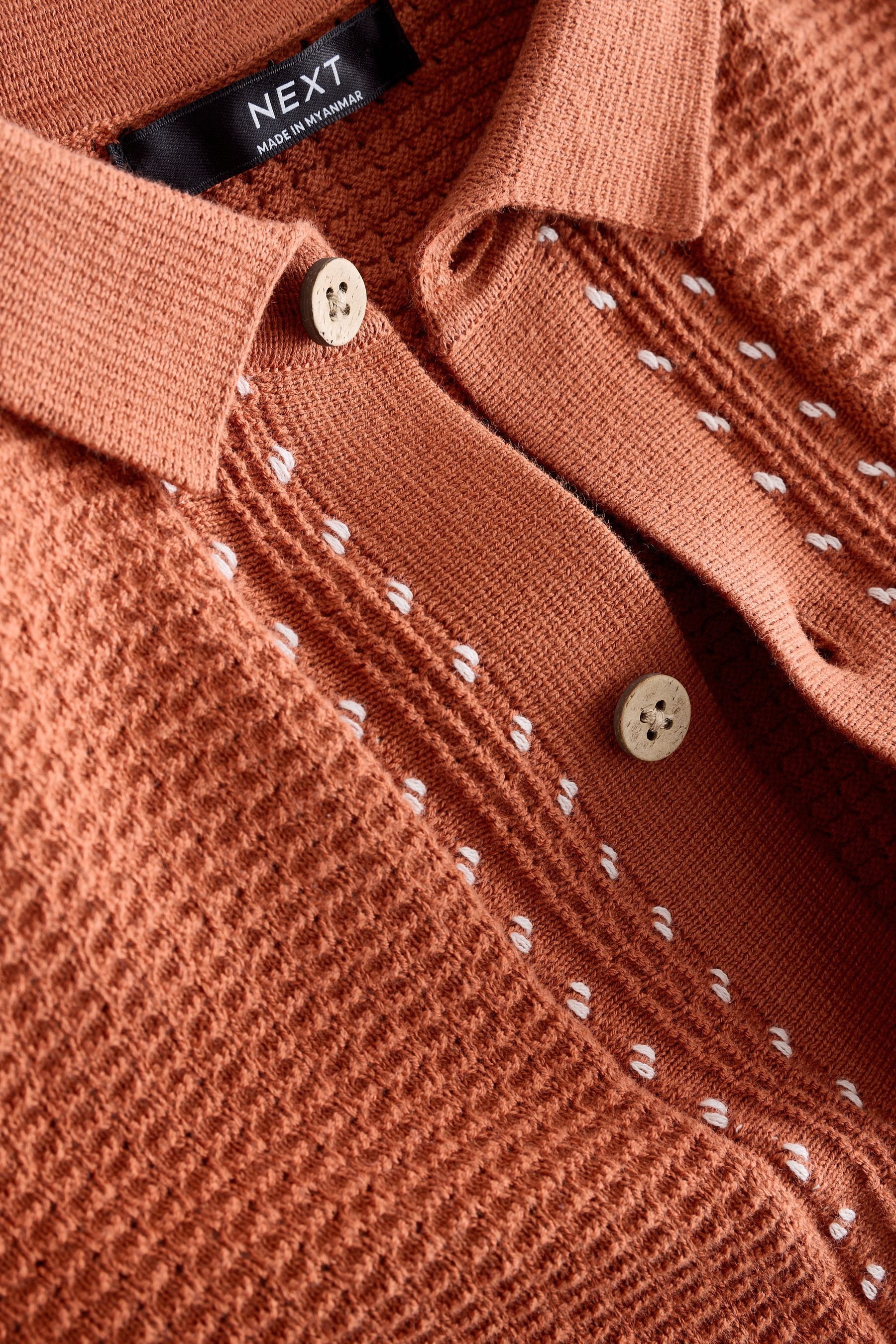 Next Polokragenpullover Kurzarm-Polohemd in Strickoptik 100 % Baumwolle (1-tlg)