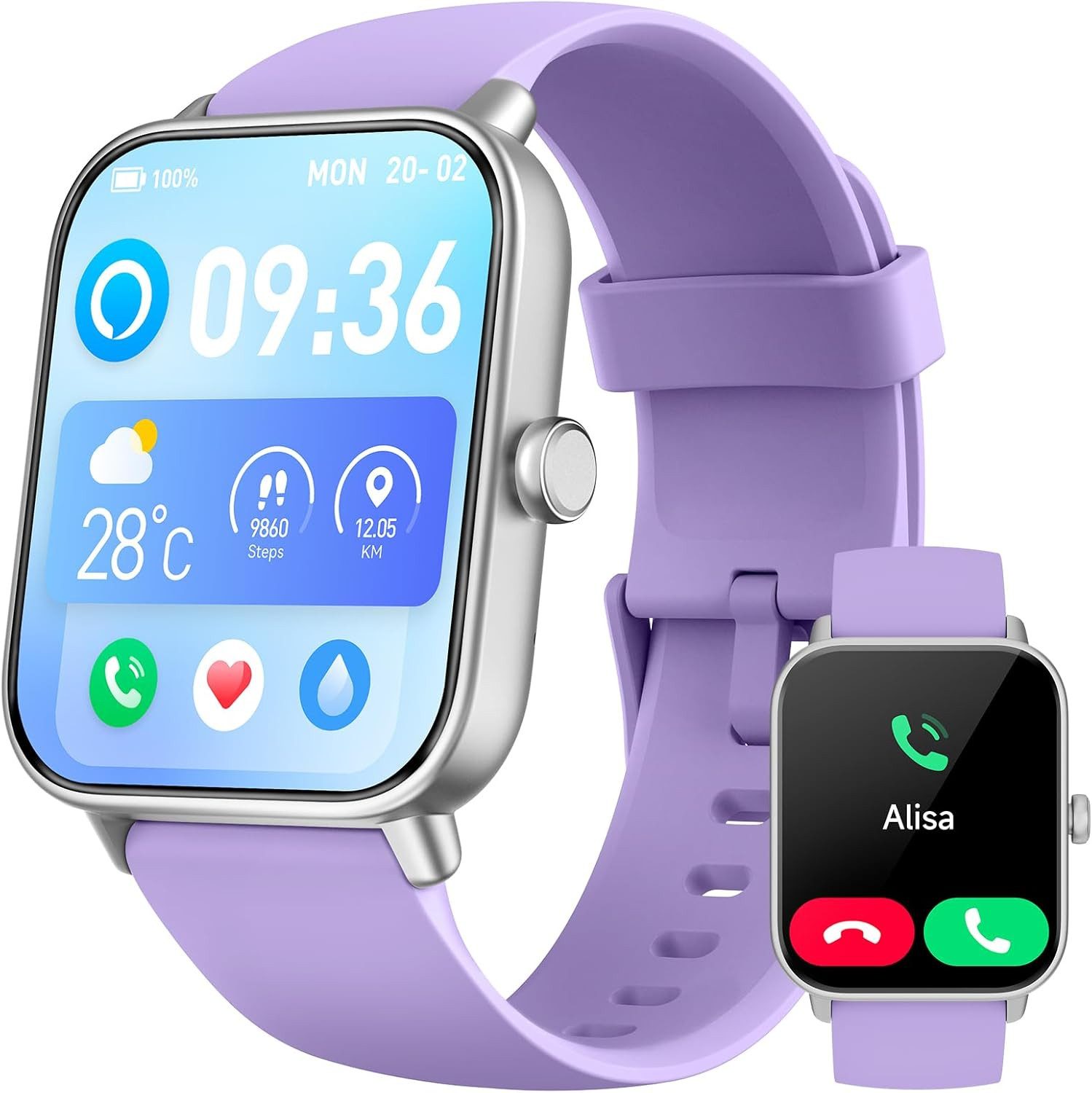 Herren's und Damen's Telefonfunktion IP68 Wasserdicht Fitness-Tracker Smartwatch