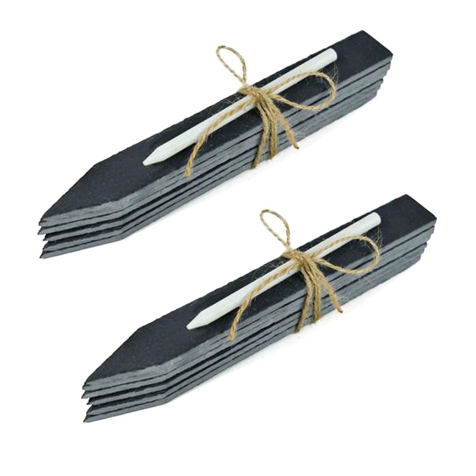HAC24 Gartenstecker Pflanzschilder Kräuterschilder Pflanzenstecker Beetstecker (12-St) Schiefer Wetterfest Zum Beschriften