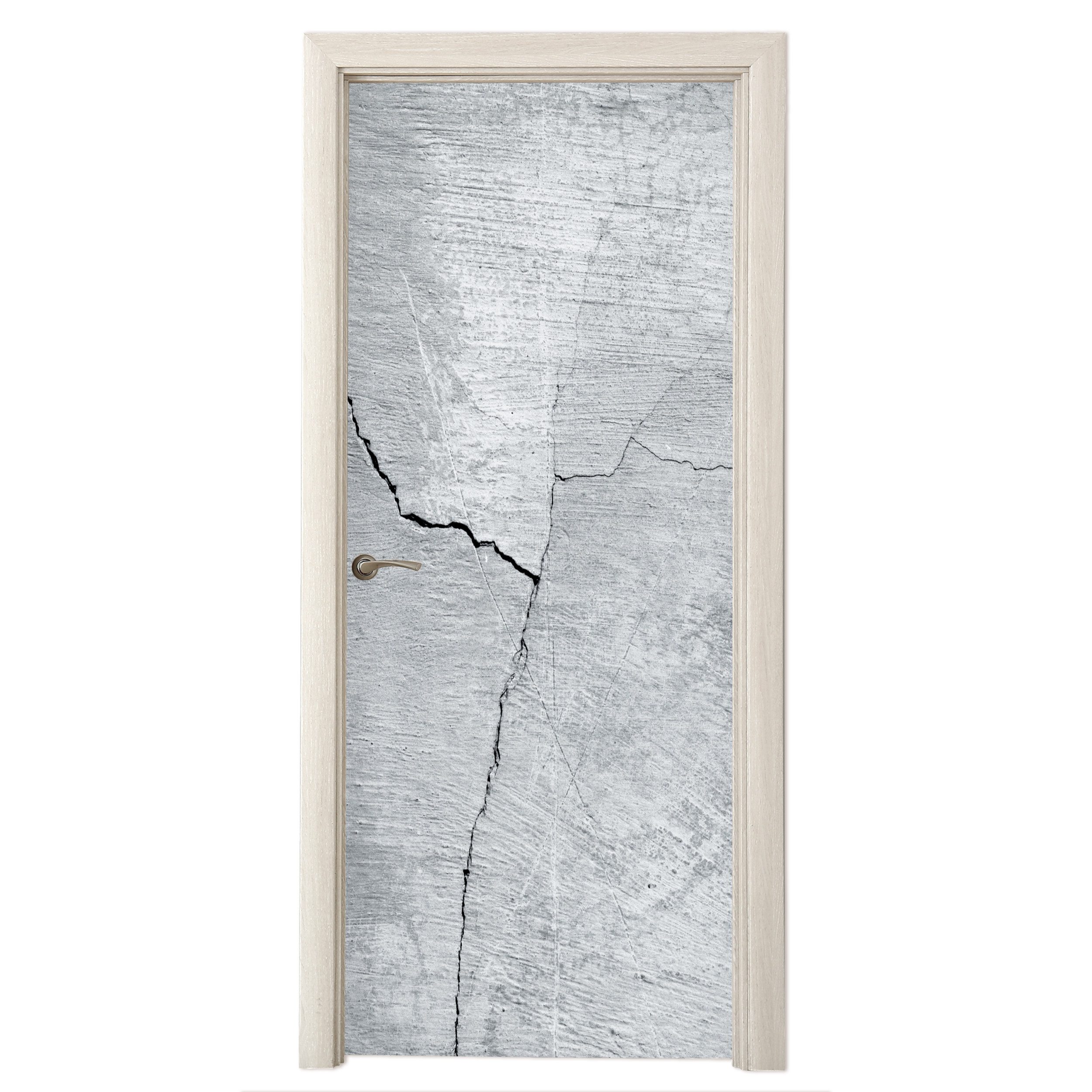 MuchoWow Türtapete Beton - Riss - Grau, Matt, bedruckt, (1 St), Selbstklebende Tapete, Folie für Möbel, 75x205 cm