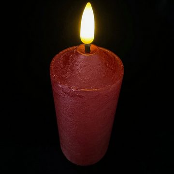 Online-Fuchs LED-Kerze 5 LED Kerzen XL aus Echtwachs mit realistischer Flamme (Metallic Farben in Rot, Silber, Weiß, Rosé, Taubenblau & Champagner -, bis 34 cm lang, 5 cm Durchmesser), NUR MIT 6 STUNDEN TIMER NUTZBAR