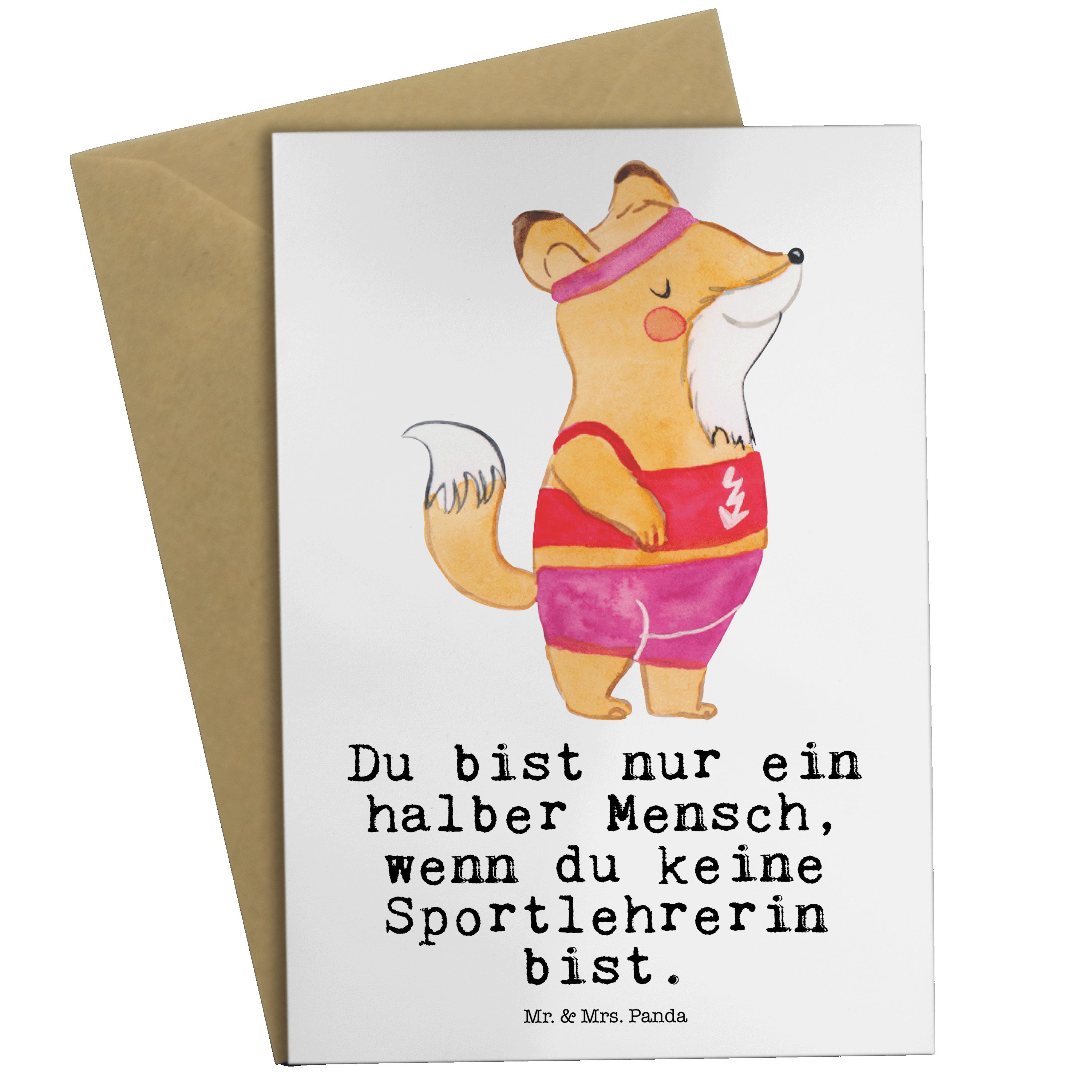 Mr. & Mrs. Panda Grußkarte Sportlehrerin Herz Weiß Geschenk