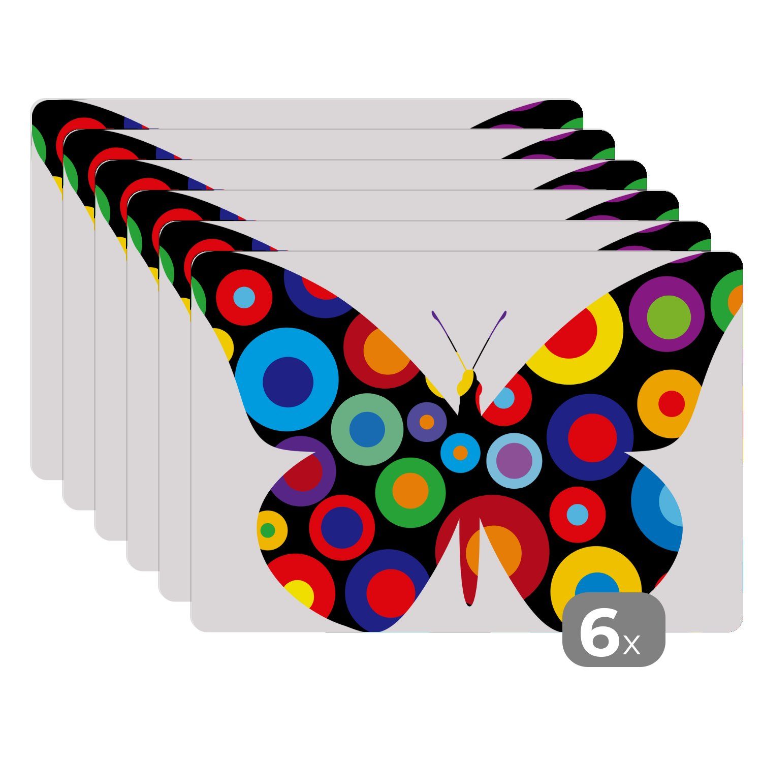 Platzset, Eine Illustration eines dekorativen Schmetterlings, MuchoWow, (6-St), Platzset, Platzdecken, Platzmatte, Tischmatten, Schmutzabweisend