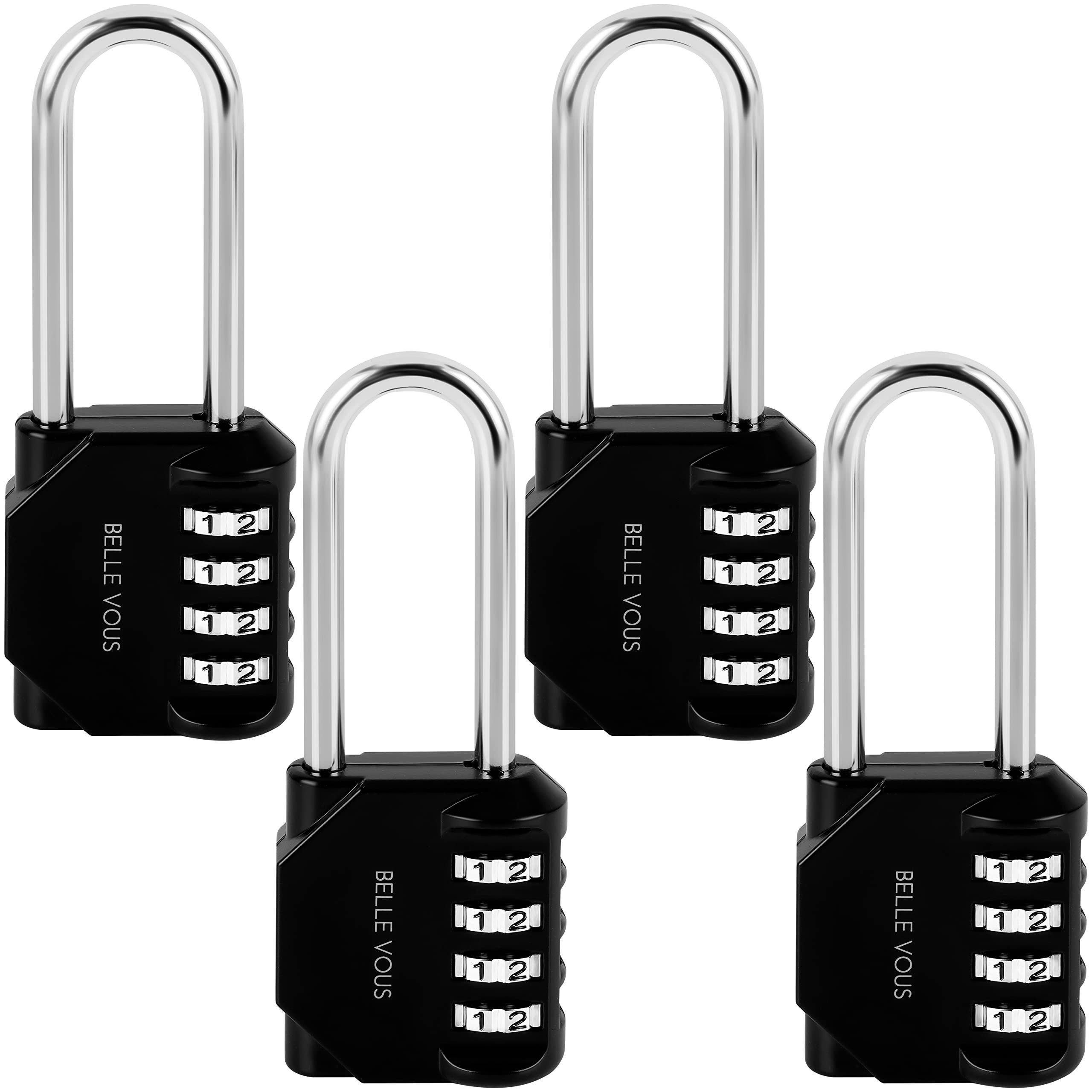 Belle Vous Vorhängeschloss 4er Pack Schwarze Zahlenkombinationsschlösser mit 4 Stellen, (4-tlg)