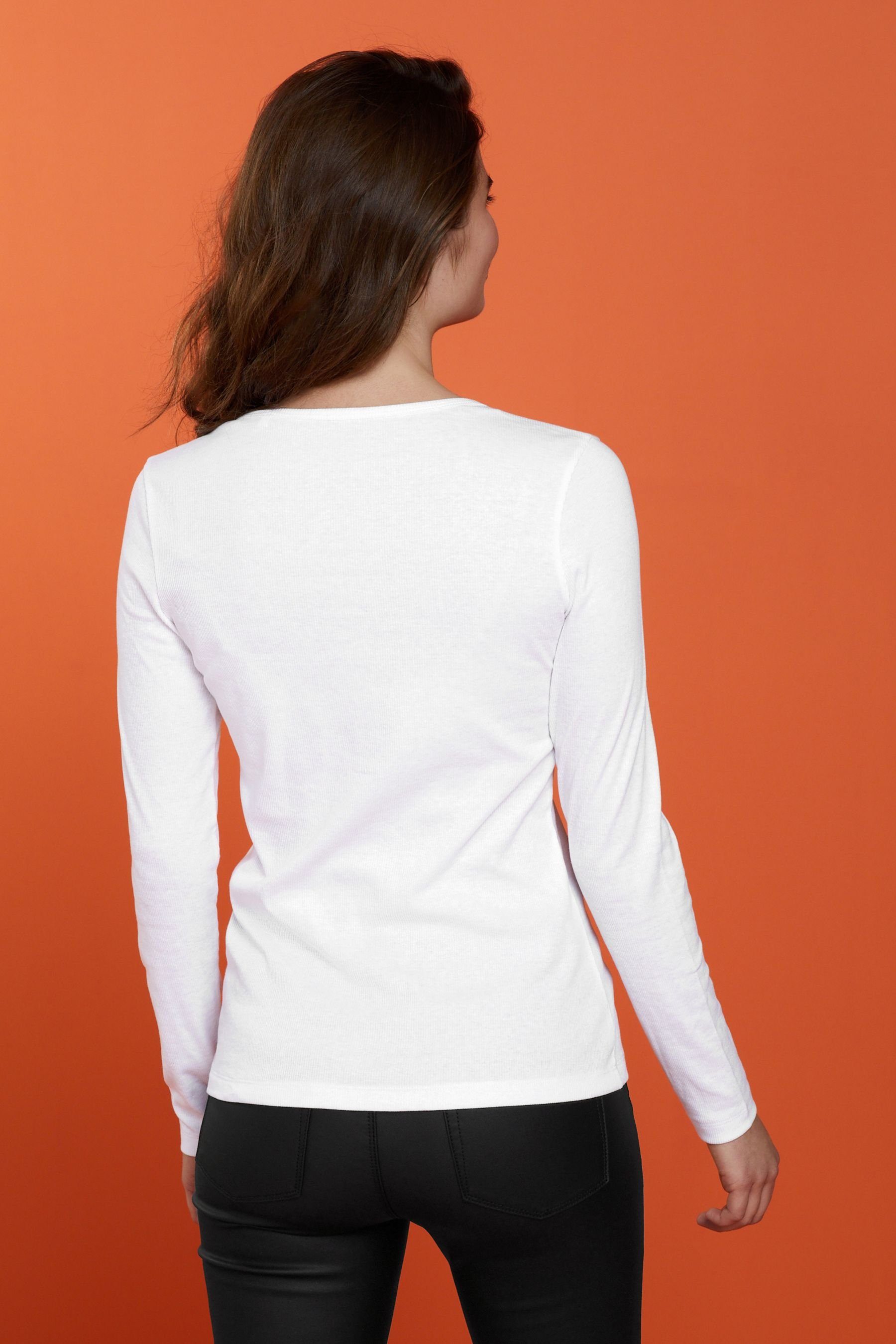 Next Langarmshirt Geripptes (1-tlg) White Henley-Shirt