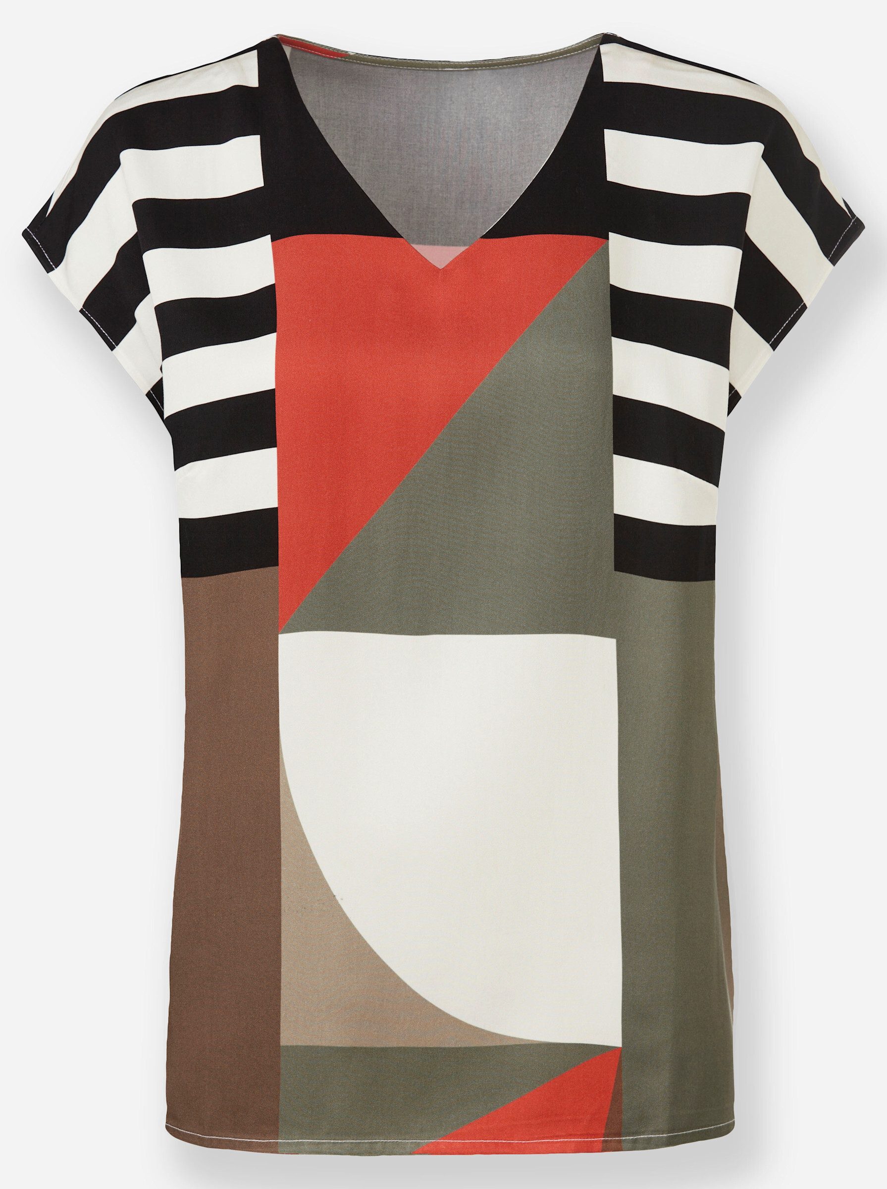 Klassische Bluse Druckbluse Kurzarm