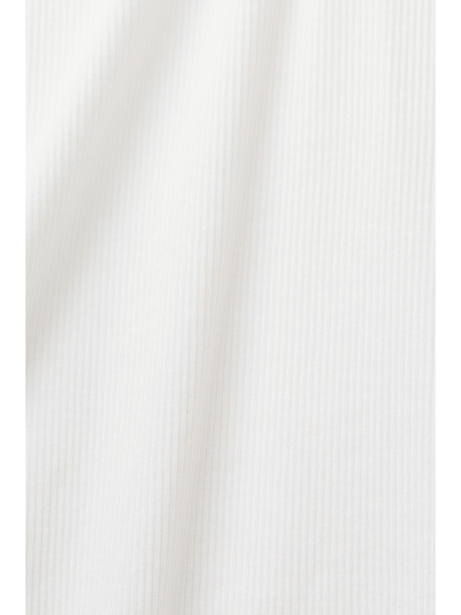 Esprit T-Shirt Rippstrick-Top mit (1-tlg) WHITE und Jersey OFF Spitze
