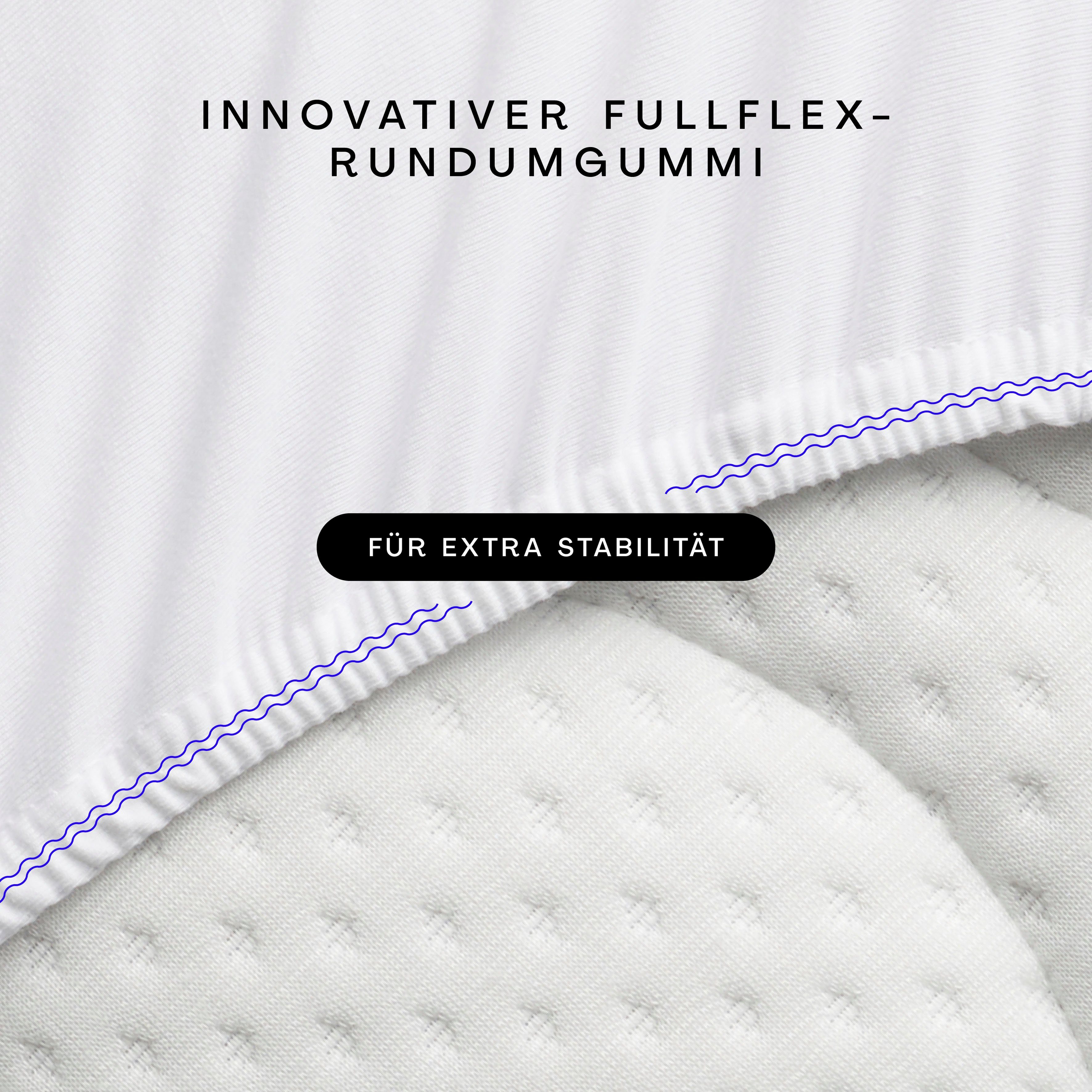 Schlafgut Spannbettlaken PURE BOXSPRING Bio-Baumwolle mit Elasthan, 170 g/m², Bettlaken, Jersey-Elasthan, Gummizug: rundum, (1 Stück), PREMIUM Boxspringbett Laken bis 40 cm Höhe, dehnbar blickdicht, straff